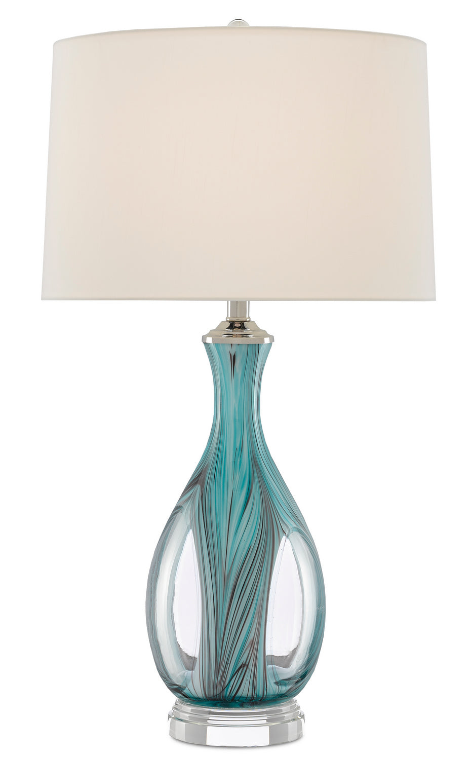 One Light Table Lamp from the Eudoxia collection in Blue/Clear/Polished Nickel finish