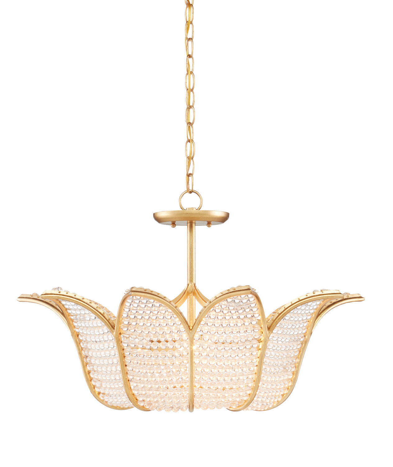 Three Light Chandelier from the Bunny Williams collection in Contemporary Gold Leaf/Clear finish