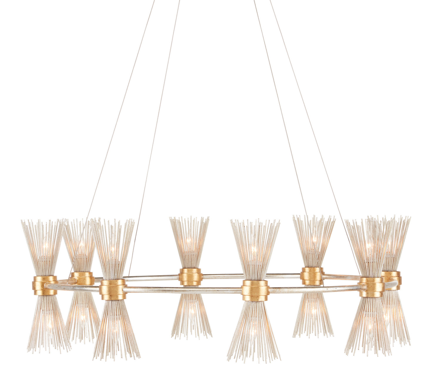 16 Light Chandelier from the Novatude collection in Contemporary Gold Leaf/Contemporary Silver Leaf finish