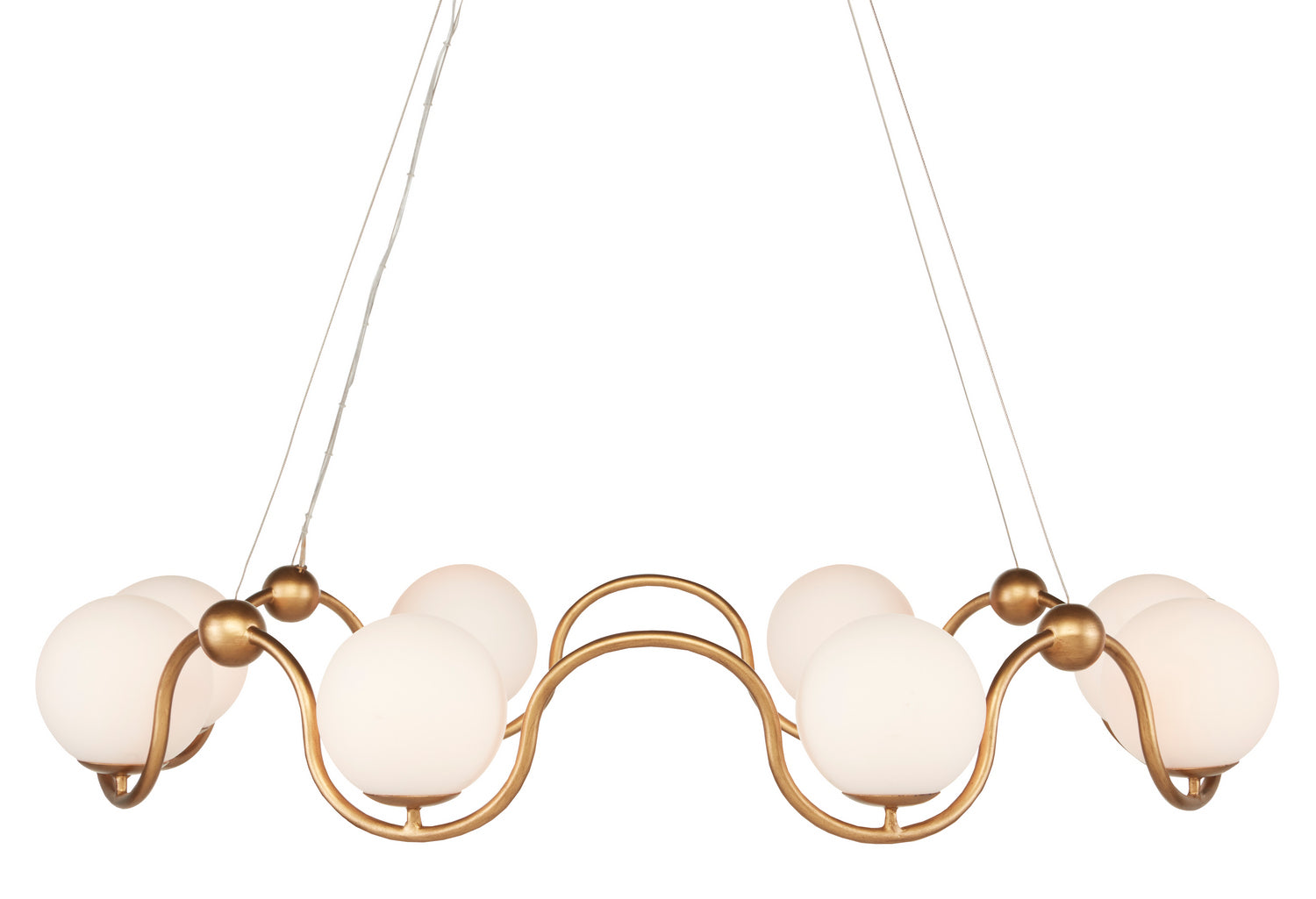 Eight Light Chandelier from the Equilibrium collection in Antique Brass/White finish