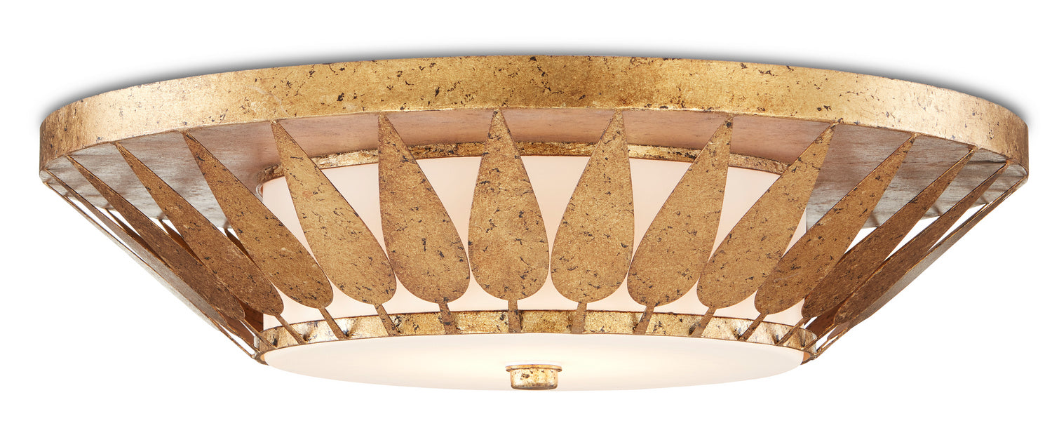 LED Flush Mount from the Floris collection in Autumn Gold/Milky Glass finish