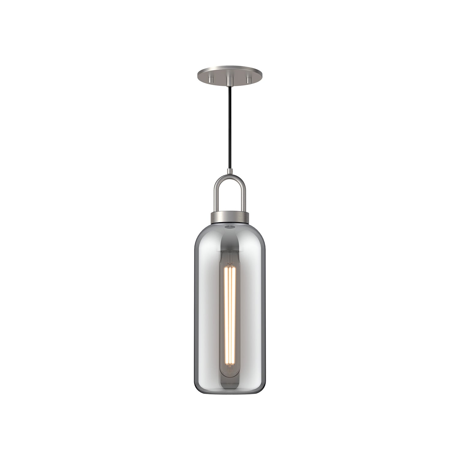 Alora - PD401505BNSM - One Light Pendant - Soji - Brushed Nickel/Smoked Solid Glass