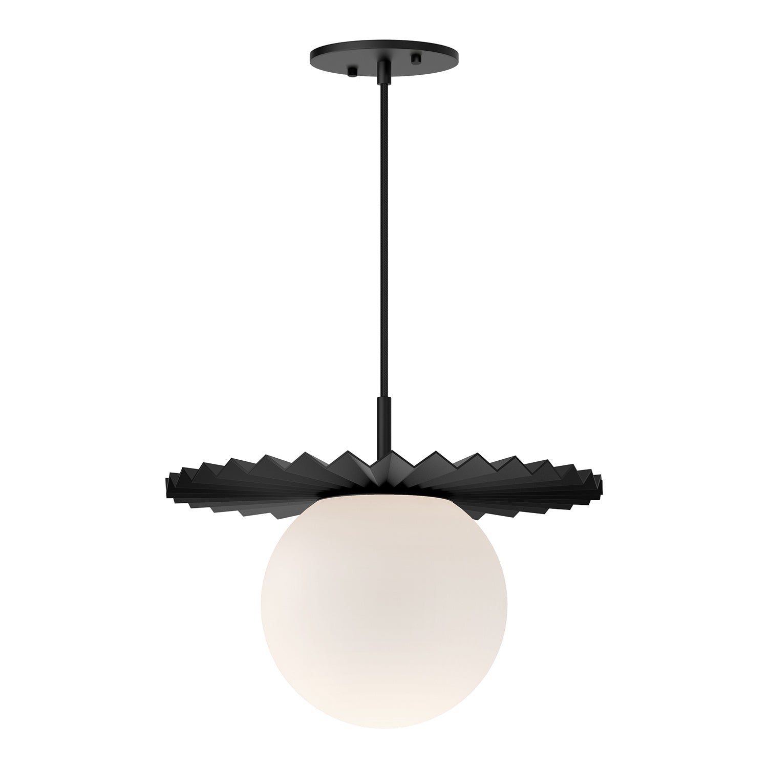 Alora - PD501214MBOP - One Light Pendant - Plume - Matte Black/Opal Matte Glass