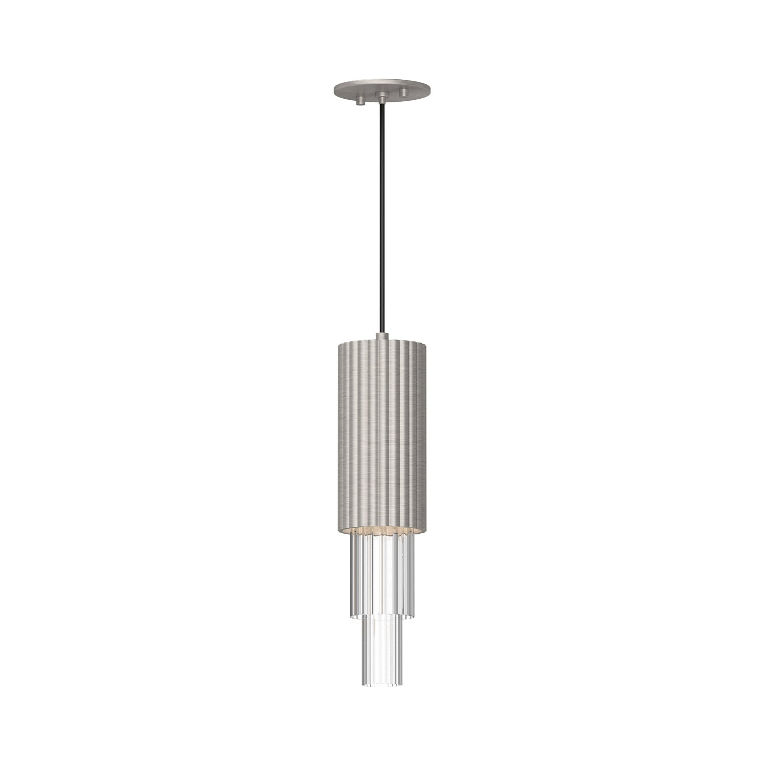Alora - PD502204BNCR - LED Pendant - Bordeaux - Brushed Nickel/Clear Ribbed Glass