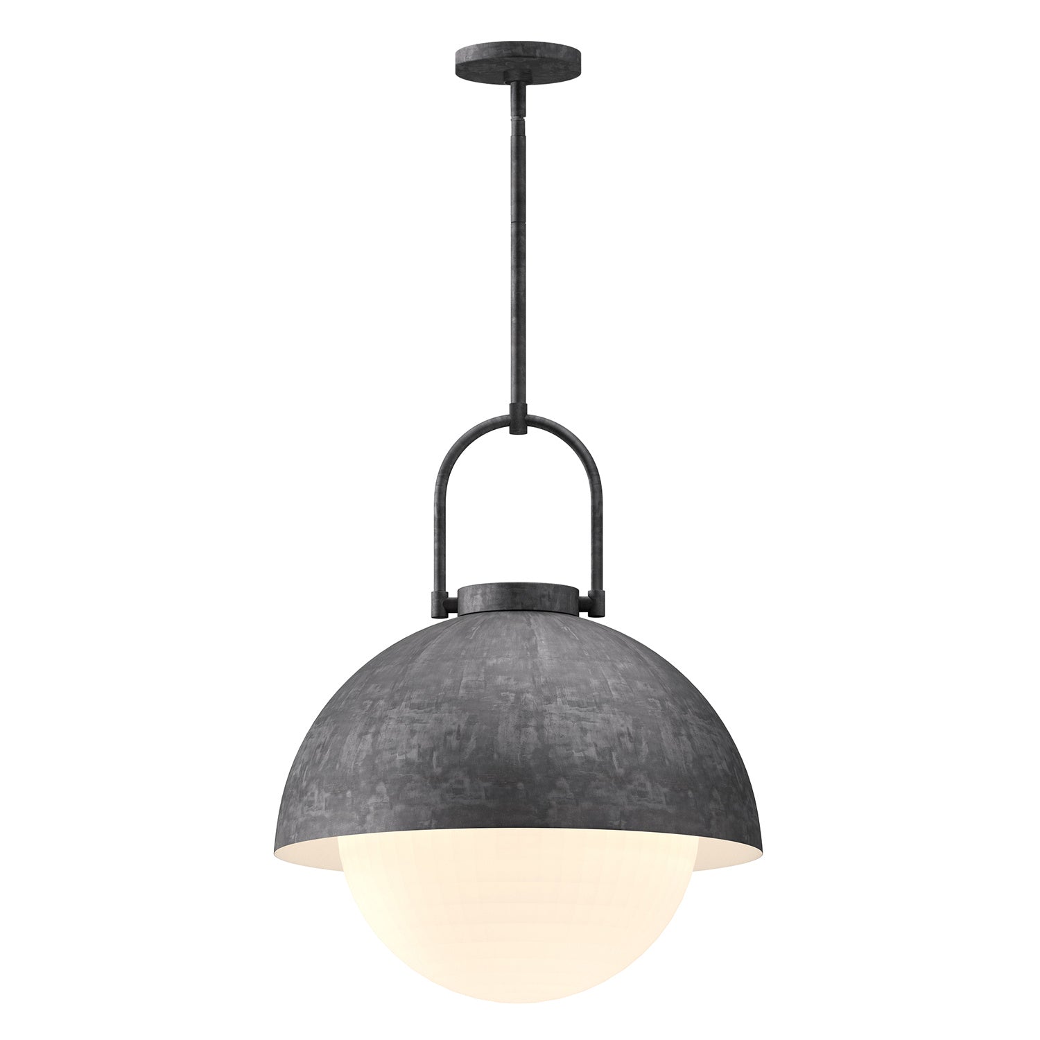 Alora - PD507216SLOP - One Light Pendant - Harper - Steel Shade/Opal Matte Glass