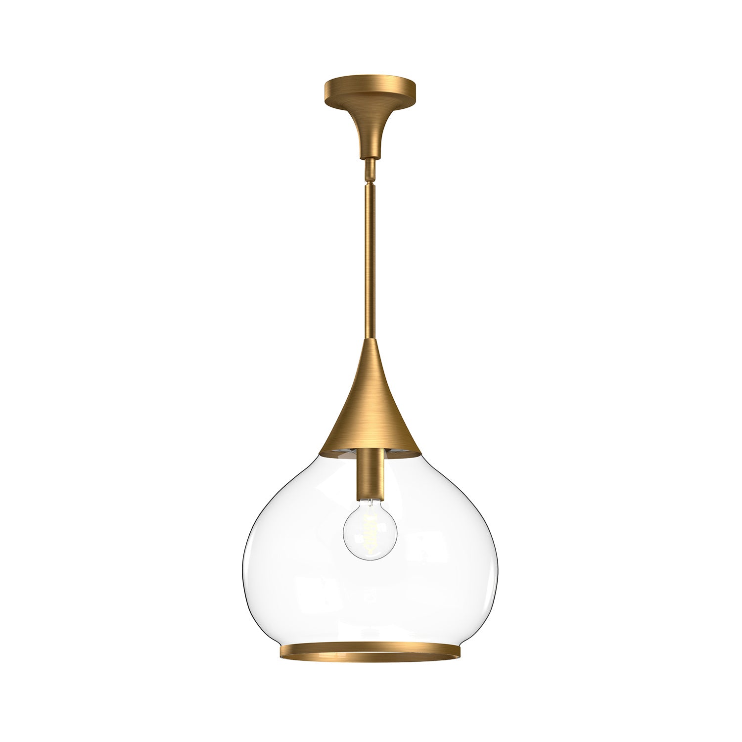 Alora - PD524214AGCL - One Light Pendant - Hazel - Aged Gold/Clear Glass