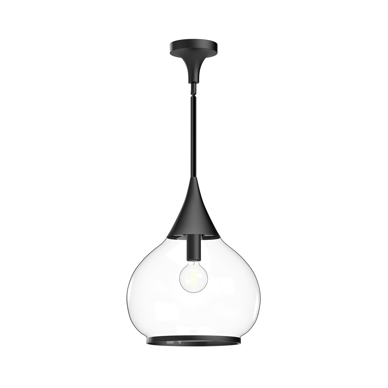 Alora - PD524214MBCL - One Light Pendant - Hazel - Clear Glass/Matte Black