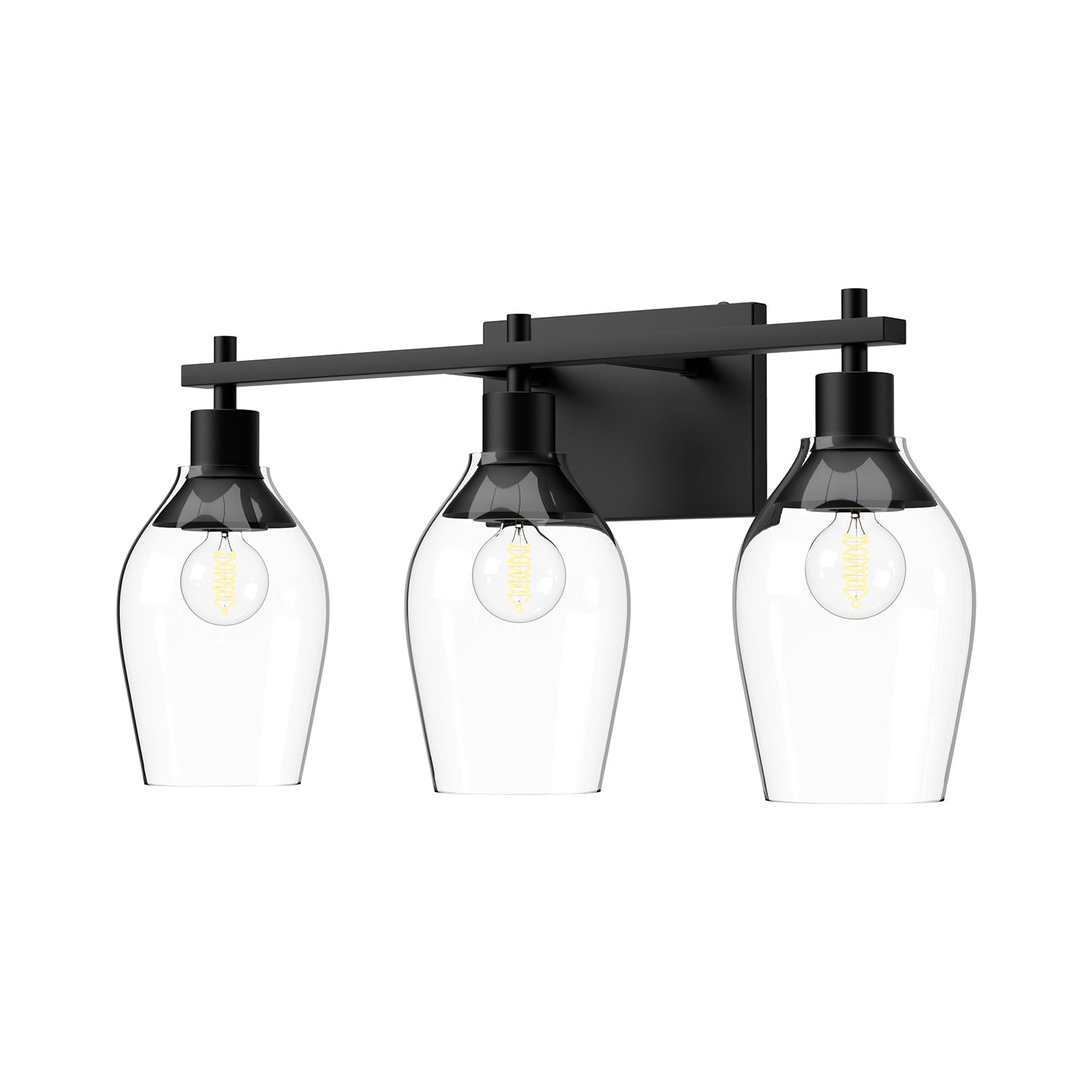 Alora - VL538322MBCL - Three Light Bathroom Fixtures - Kingsley - Clear Glass/Matte Black