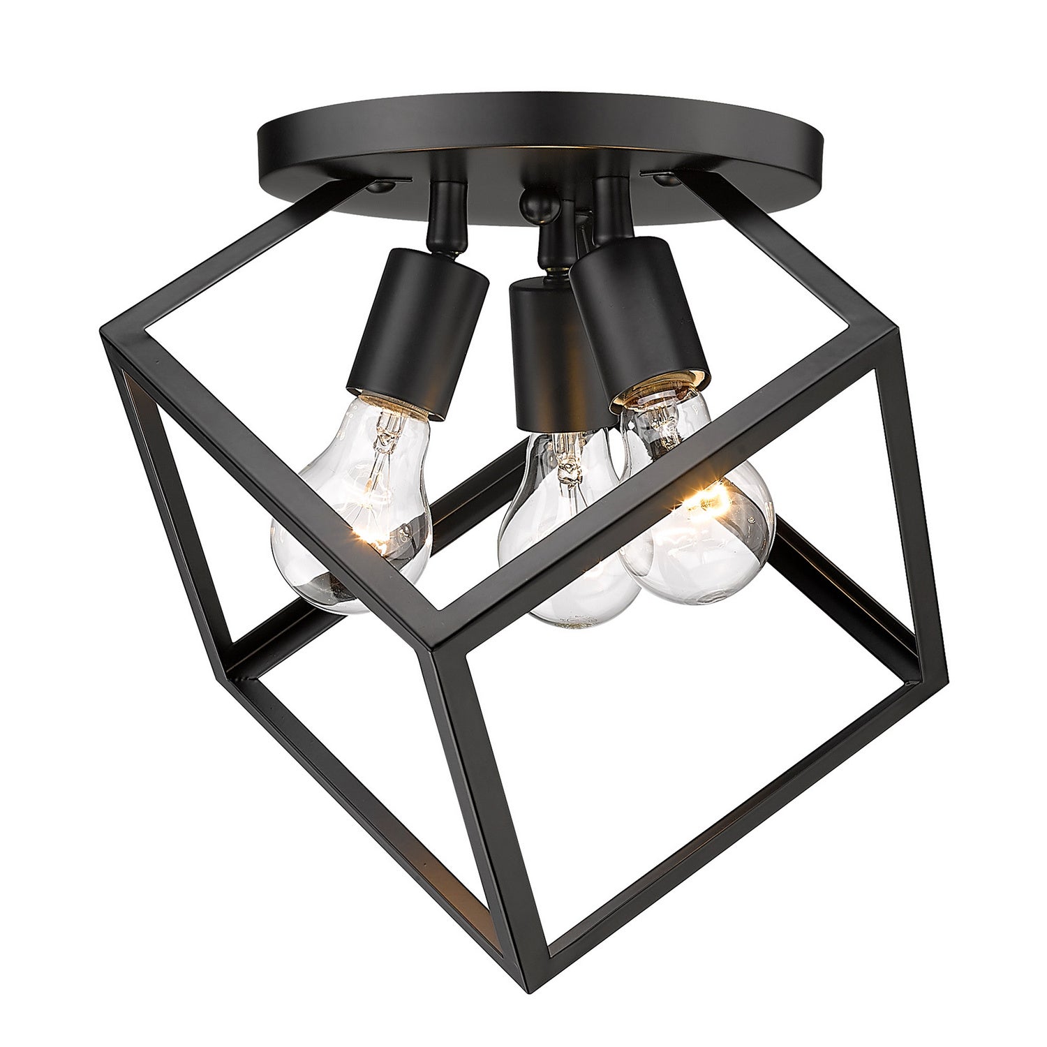 Golden - 2086-3SF BLK - Three Light Semi-Flush Mount - Cassio BLK - Matte Black