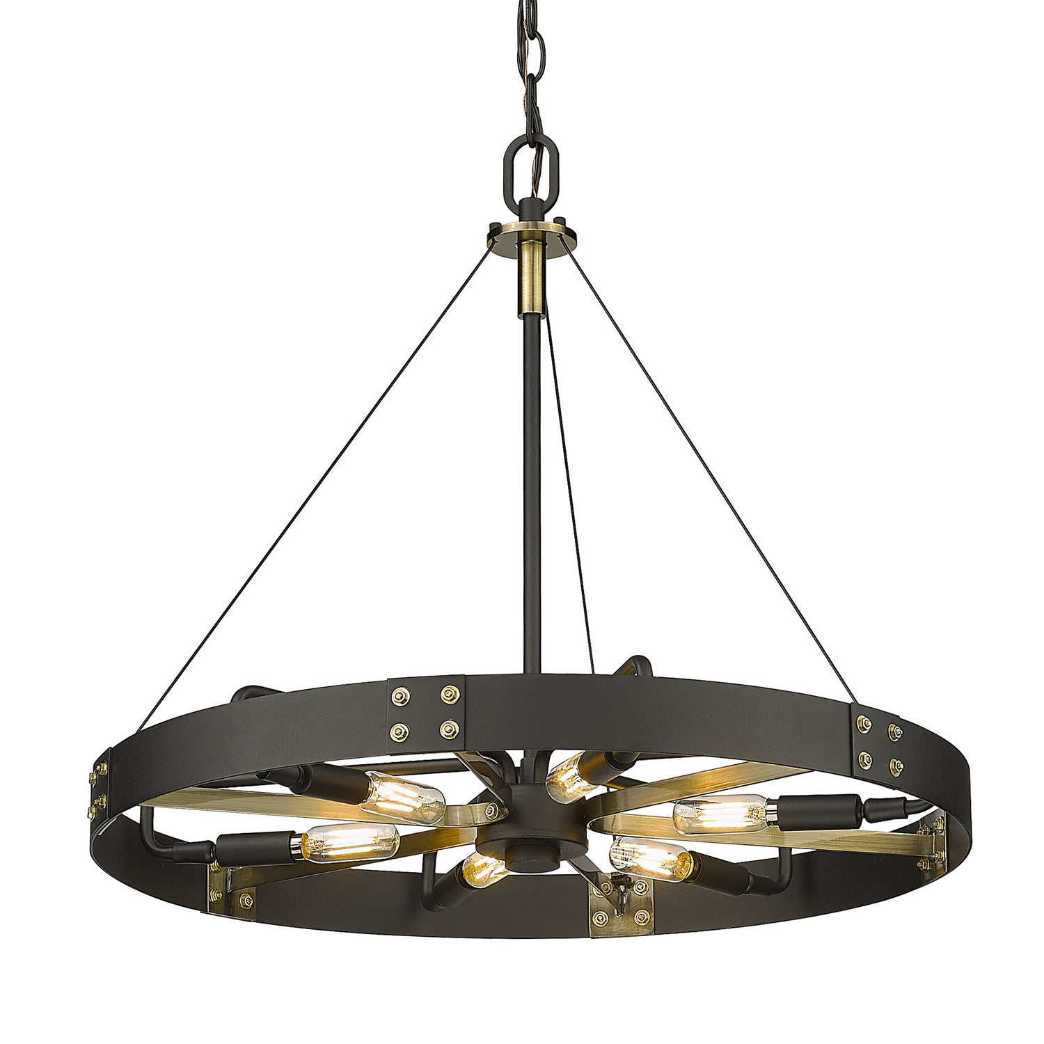 Golden - 3866-M NB-AB - Six Light Pendant - Vaughn - Natural Black