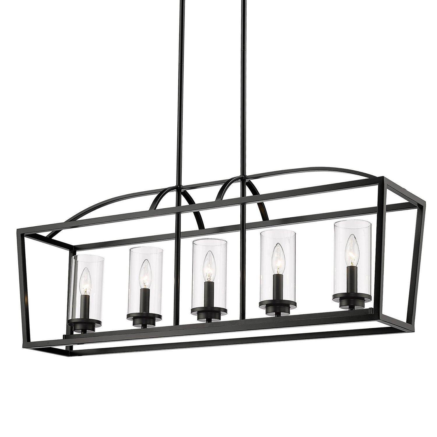 Golden - 4309-LP BLK-BLK-CLR - Five Light Linear Pendant - Mercer - Matte Black