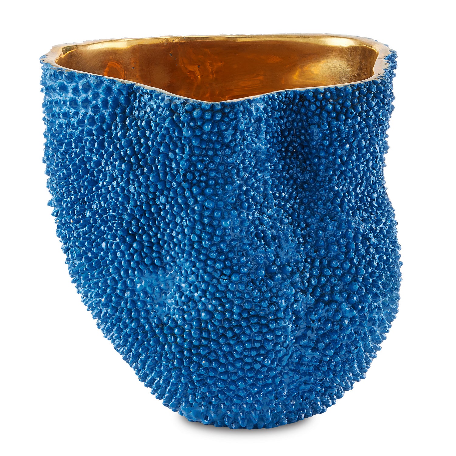 Vase from the Jackfruit collection in Blue/Gold finish