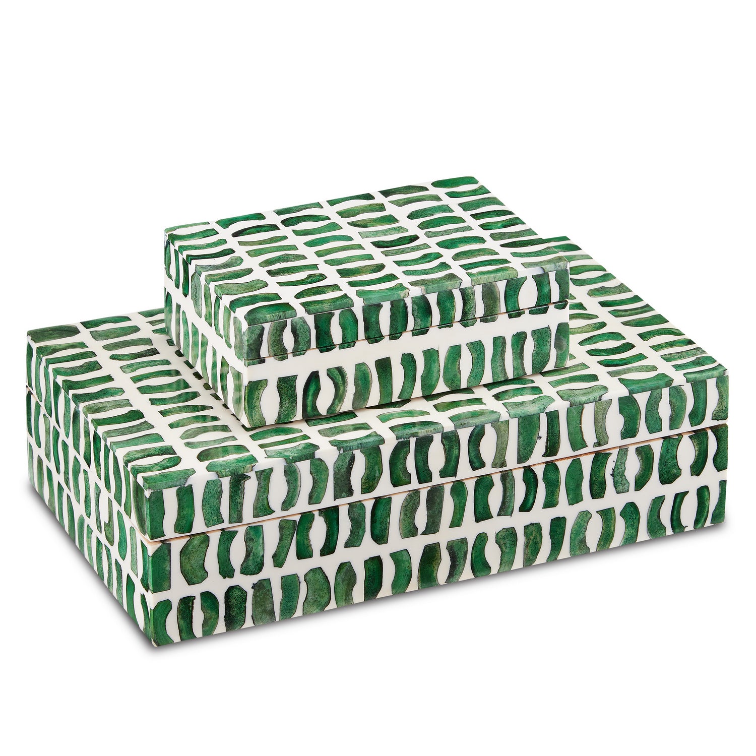 Box Set of 2 from the Emerald collection in Green/White finish