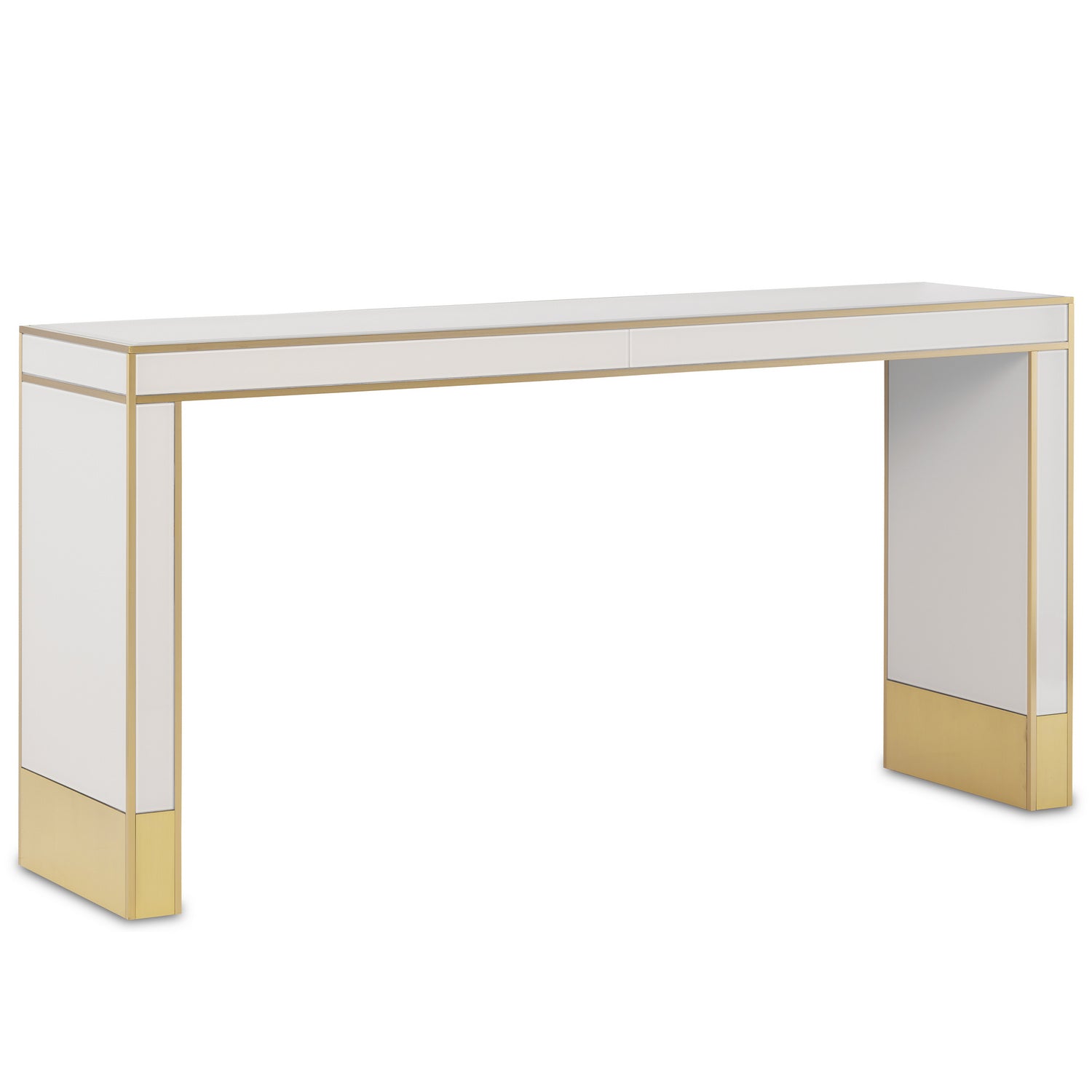 Console Table from the Arden collection in Ivory/Satin Brass finish