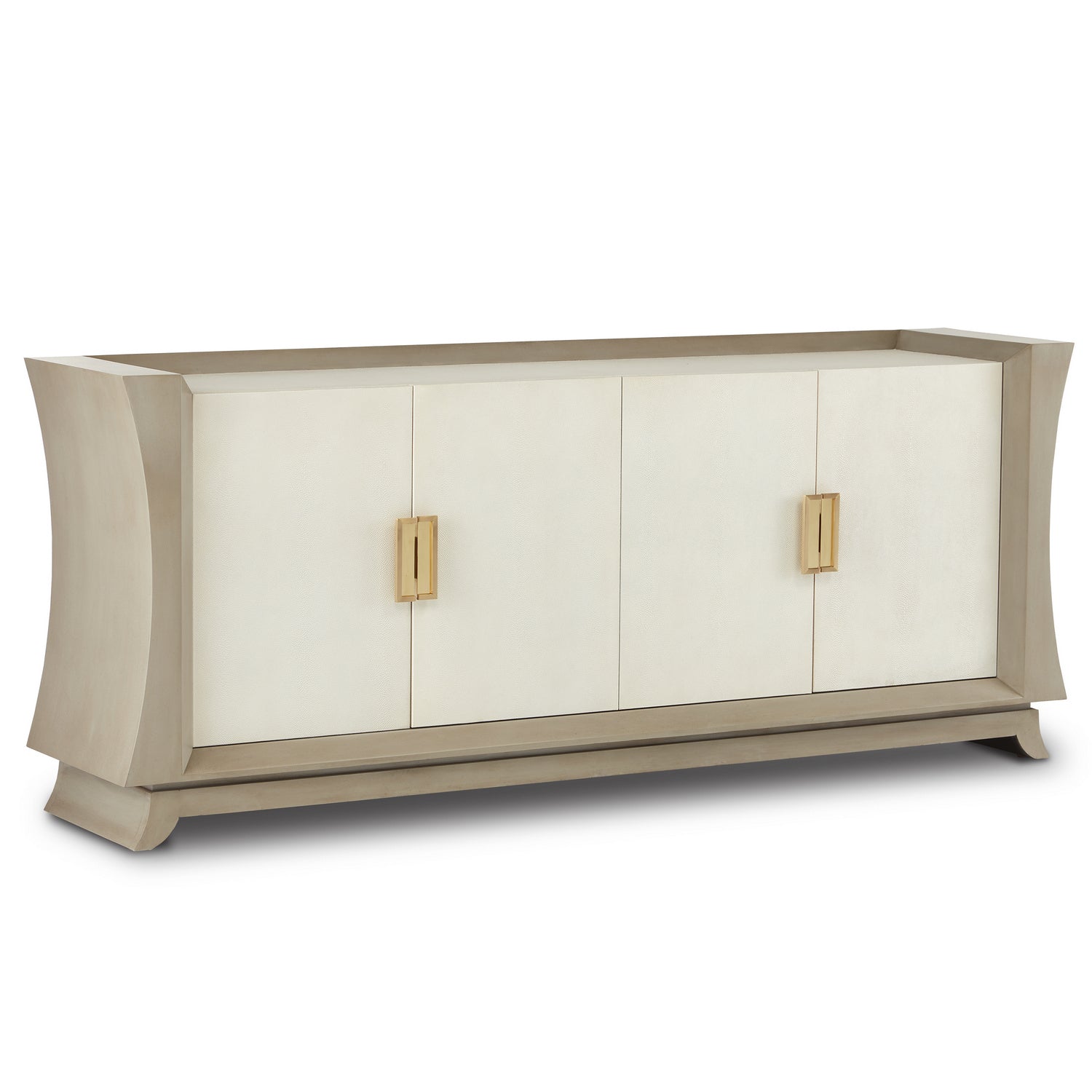 Credenza from the Barry Goralnick collection in Oyster Gray/Cream/Brushed Polished Brass finish