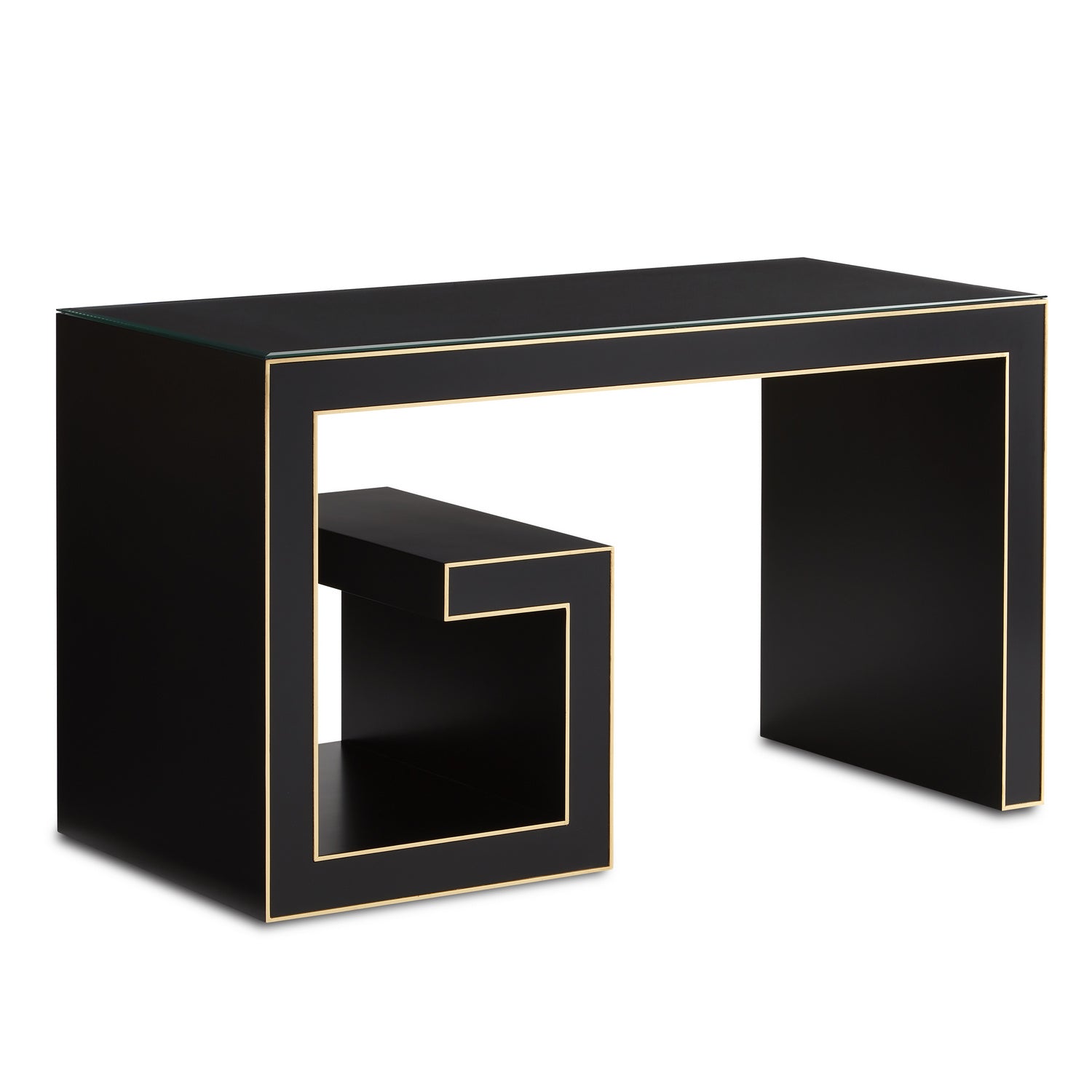 Writing Desk from the Barry Goralnick collection in Caviar Black/Gold finish