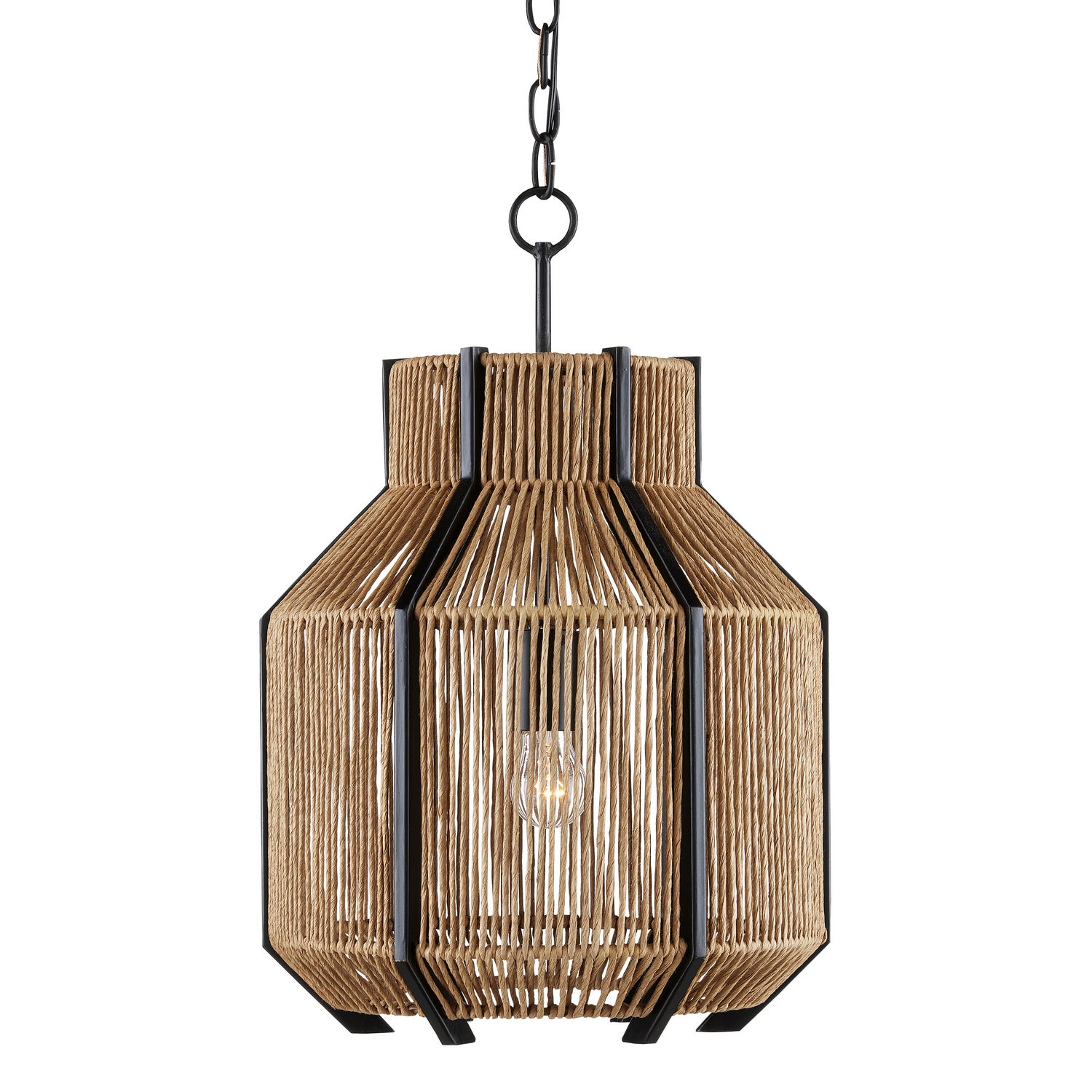 One Light Pendant from the Mali collection in Satin Black/Natural finish