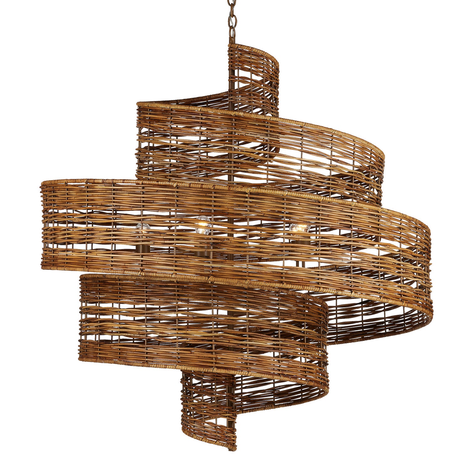 Five Light Chandelier from the Hiroshi Koshitaka collection in Khaki/Natural Rattan finish