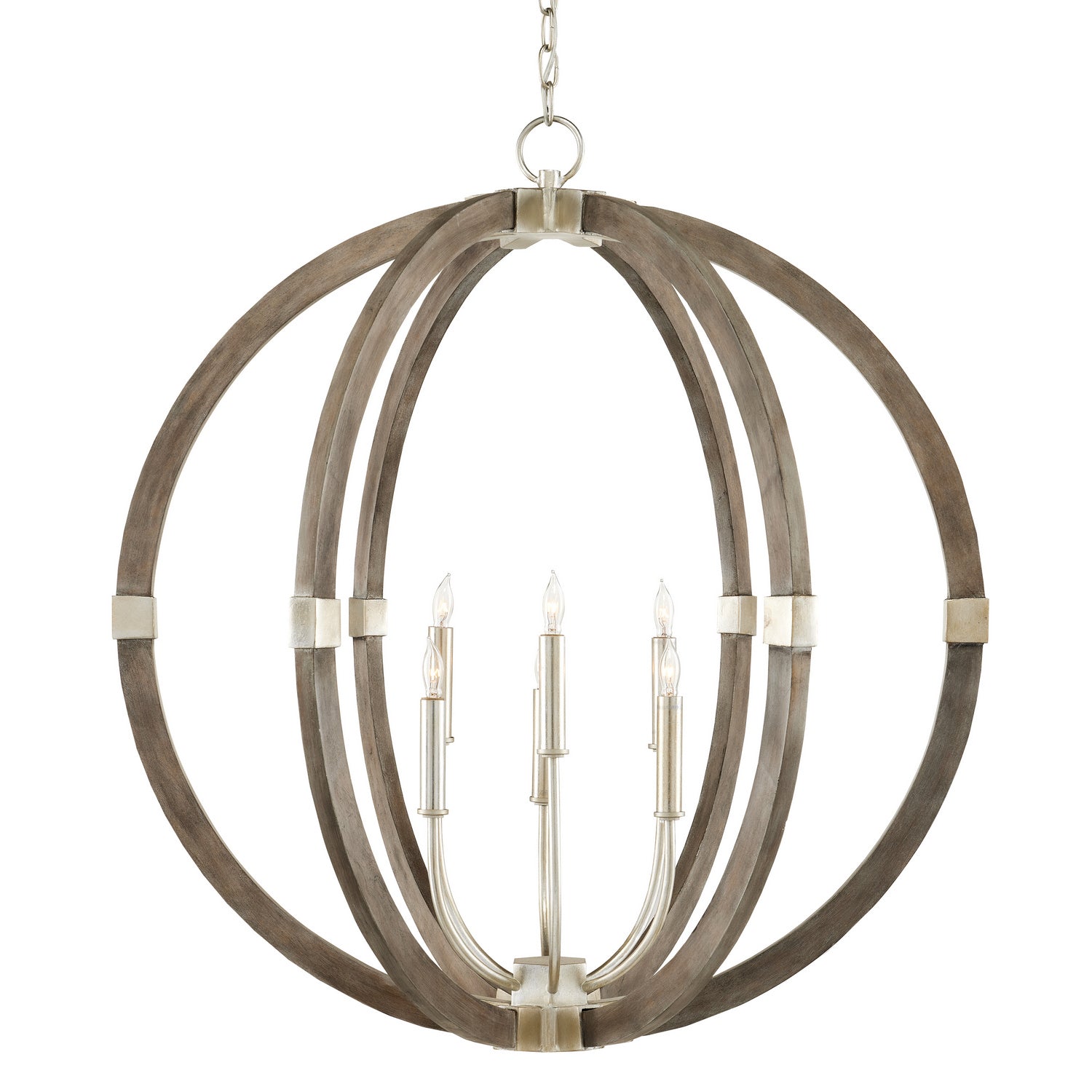 Six Light Chandelier from the Bastian collection in Contemporary Silver Leaf/Chateau Gray finish