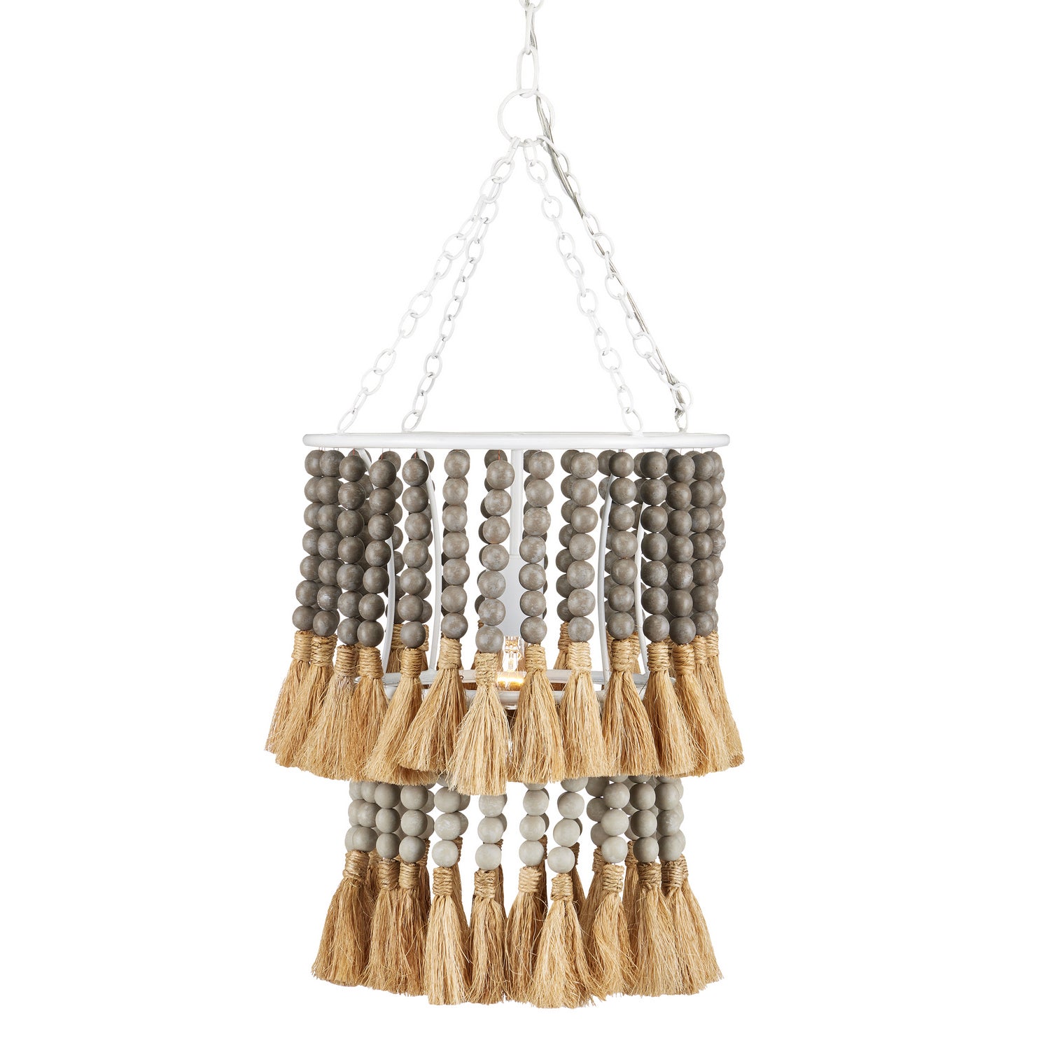 One Light Pendant from the Jamie Beckwith collection in Sugar White/Taupe/Dove Gray/Natural finish