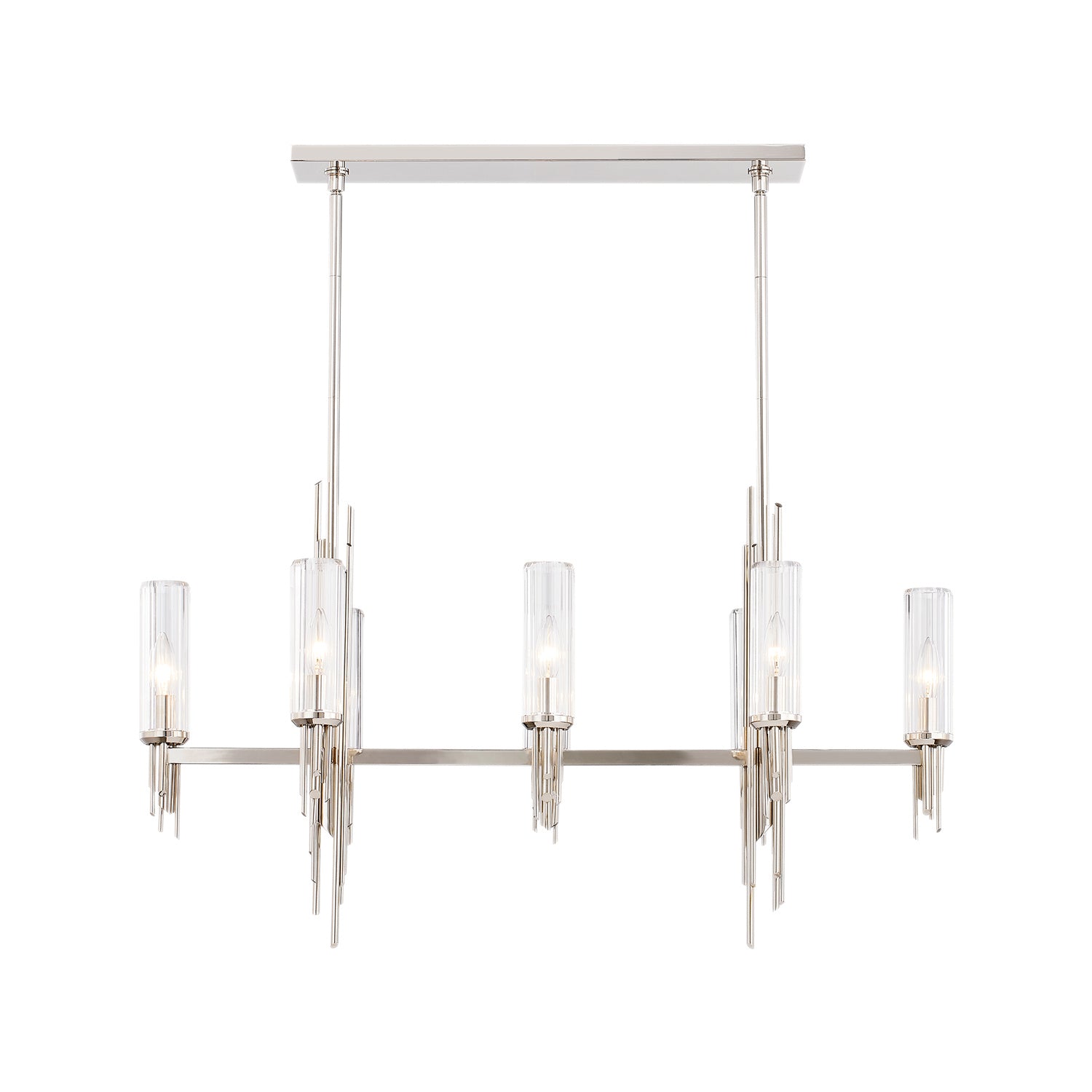 Alora - LP335838PNCR - Eight Light Pendant - Torres - Polished Nickel/Ribbed Glass