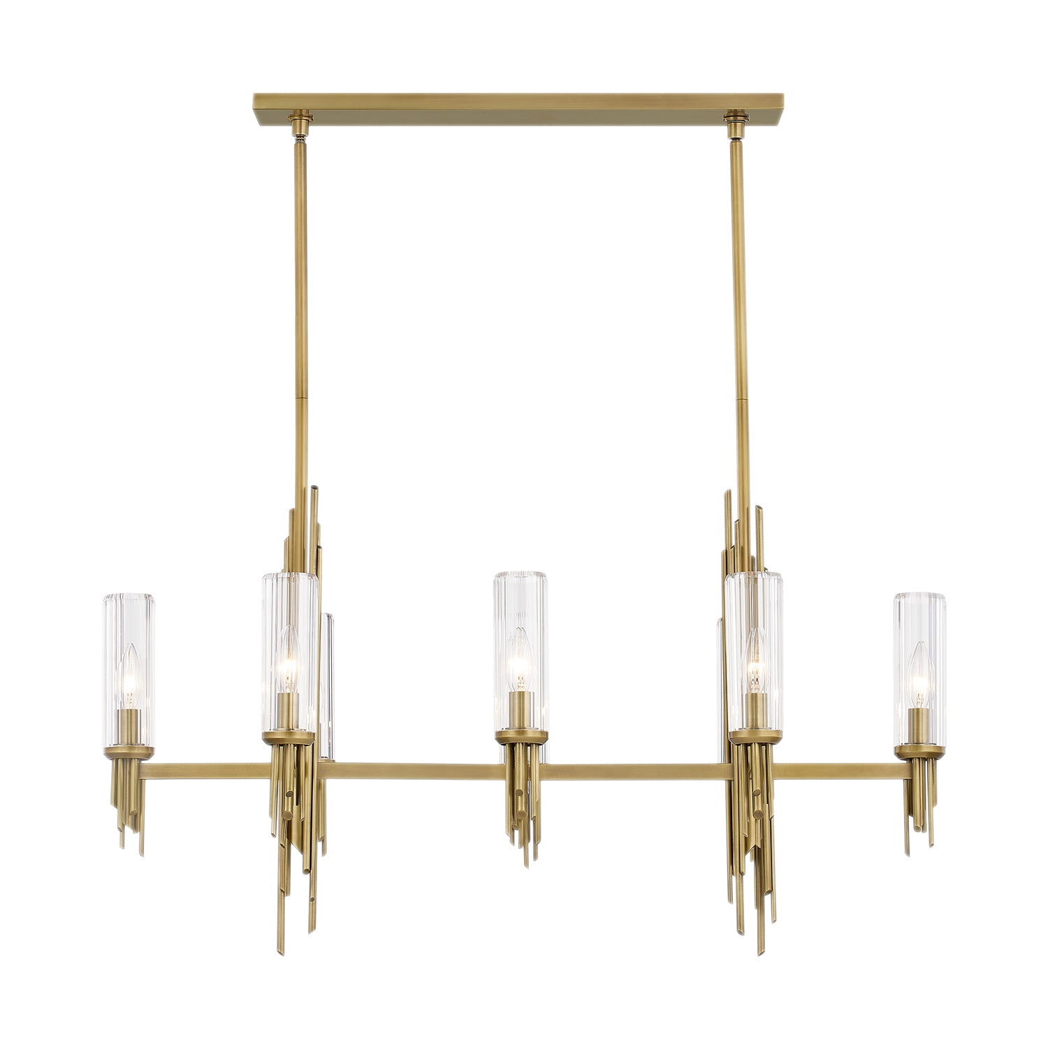 Alora - LP335838VBCR - Eight Light Pendant - Torres - Ribbed Glass/Vintage Brass