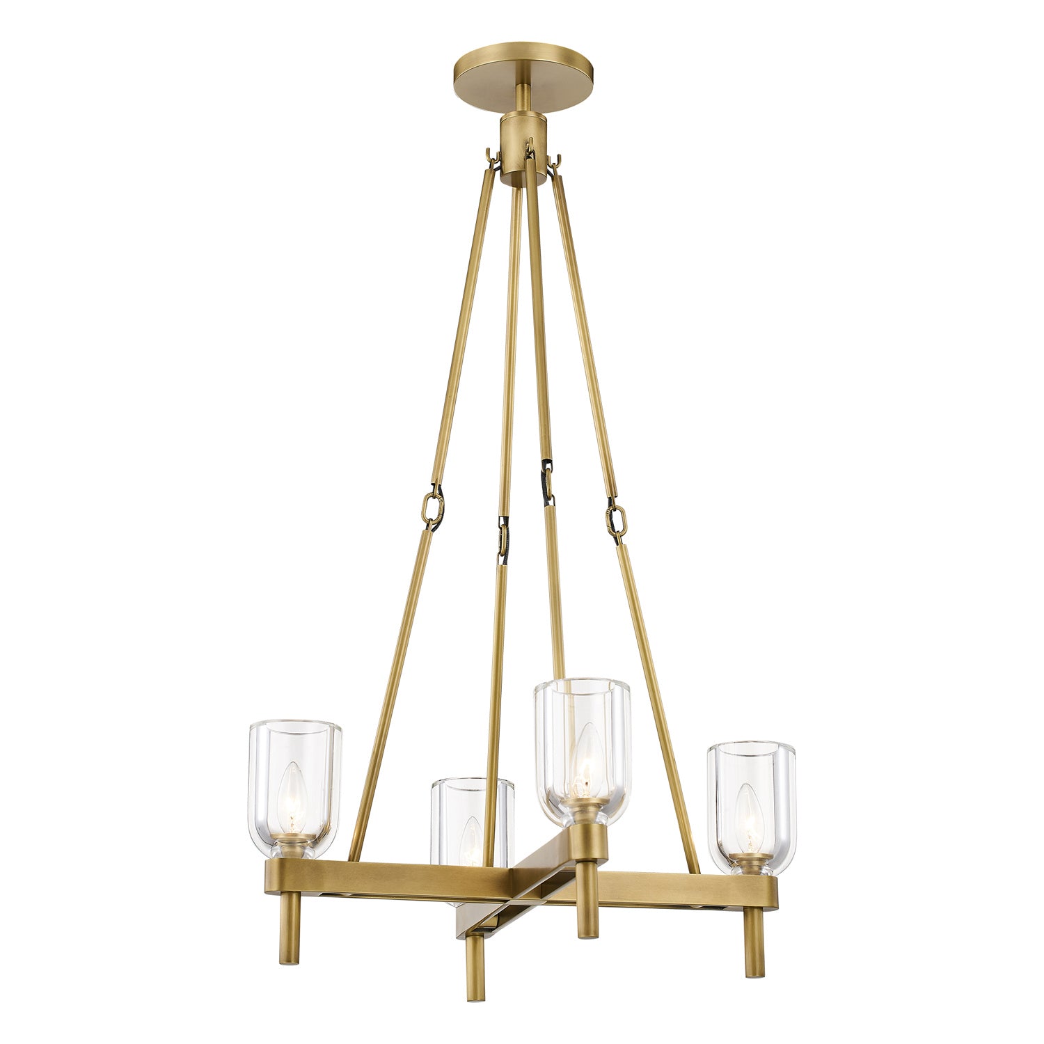 Alora - PD338422VBCC - Four Light Pendant - Lucian - Clear Crystal/Vintage Brass