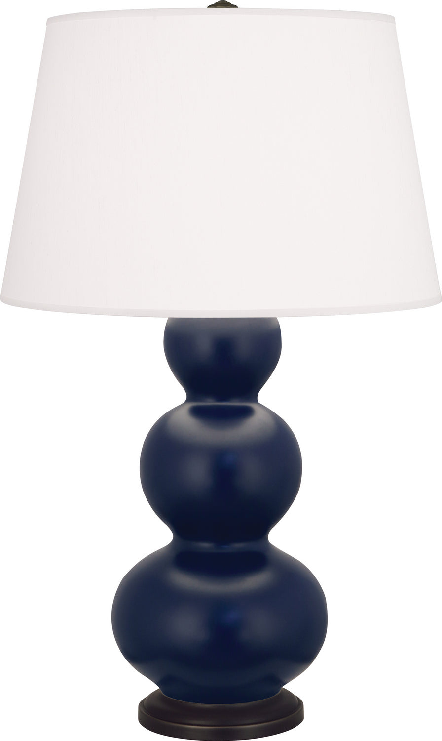 Robert Abbey - MMB41 - One Light Table Lamp - Triple Gourd - Matte Midnight Blue Glazed Ceramic w/Deep Patina Bronze