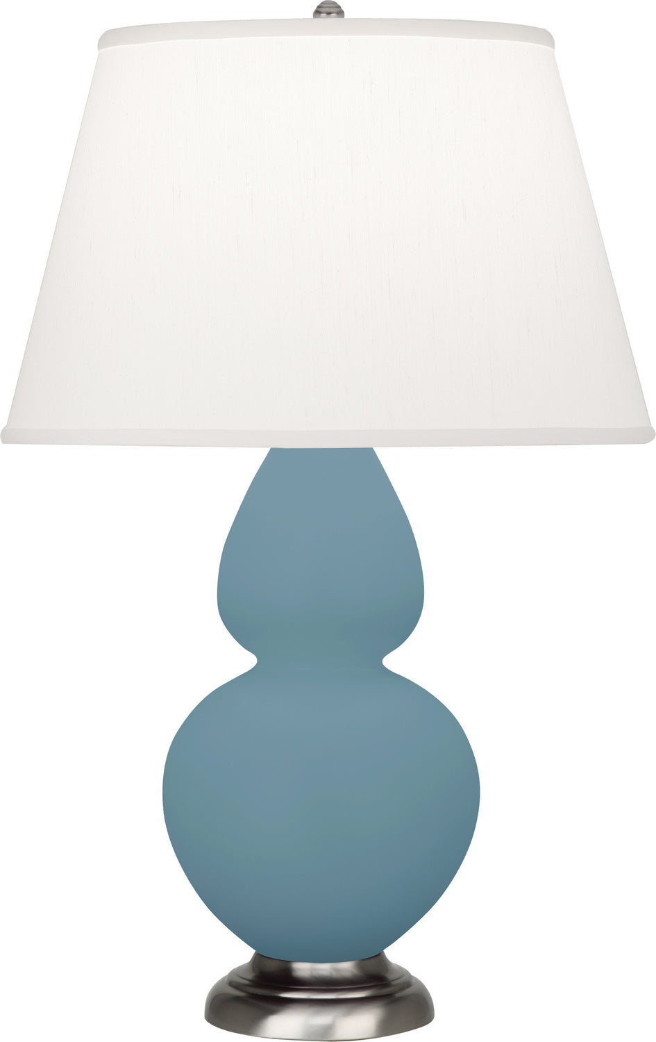 Robert Abbey - MOB59 - One Light Table Lamp - Double Gourd - Matte Steel Blue Glazed Ceramic w/Antique Silver