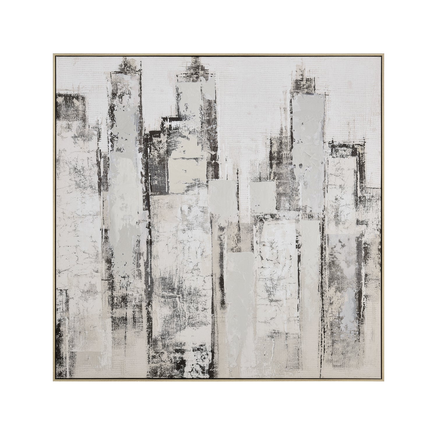 ELK Home - S0056-10628 - Framed Wall Art - Urban Mist Abstract - Off White