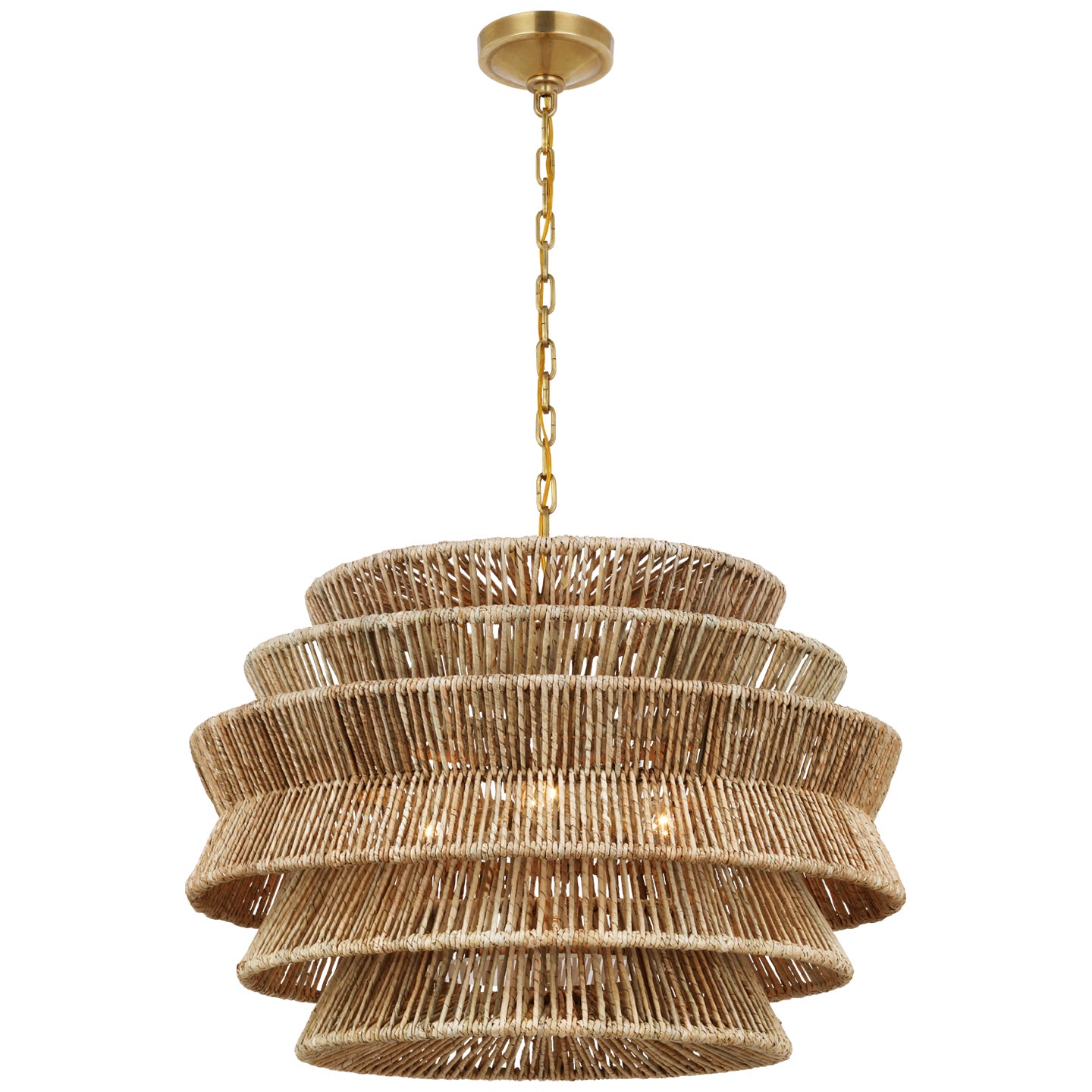 Visual Comfort Signature - CHC 5016AB/NAB - LED Chandelier - Antigua - Antique-Burnished Brass and Natural Abaca