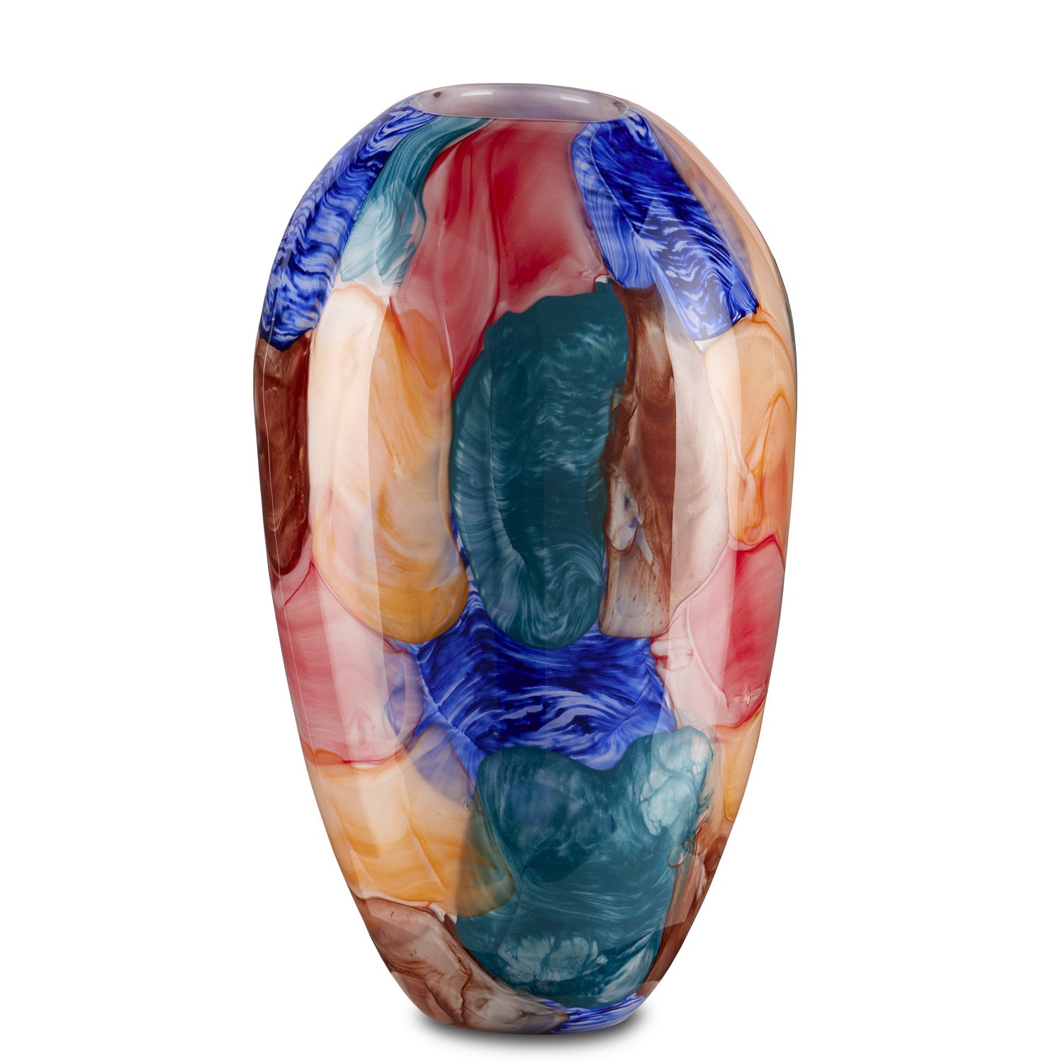 Vase from the Sarto collection in Blue/Orange/Green finish