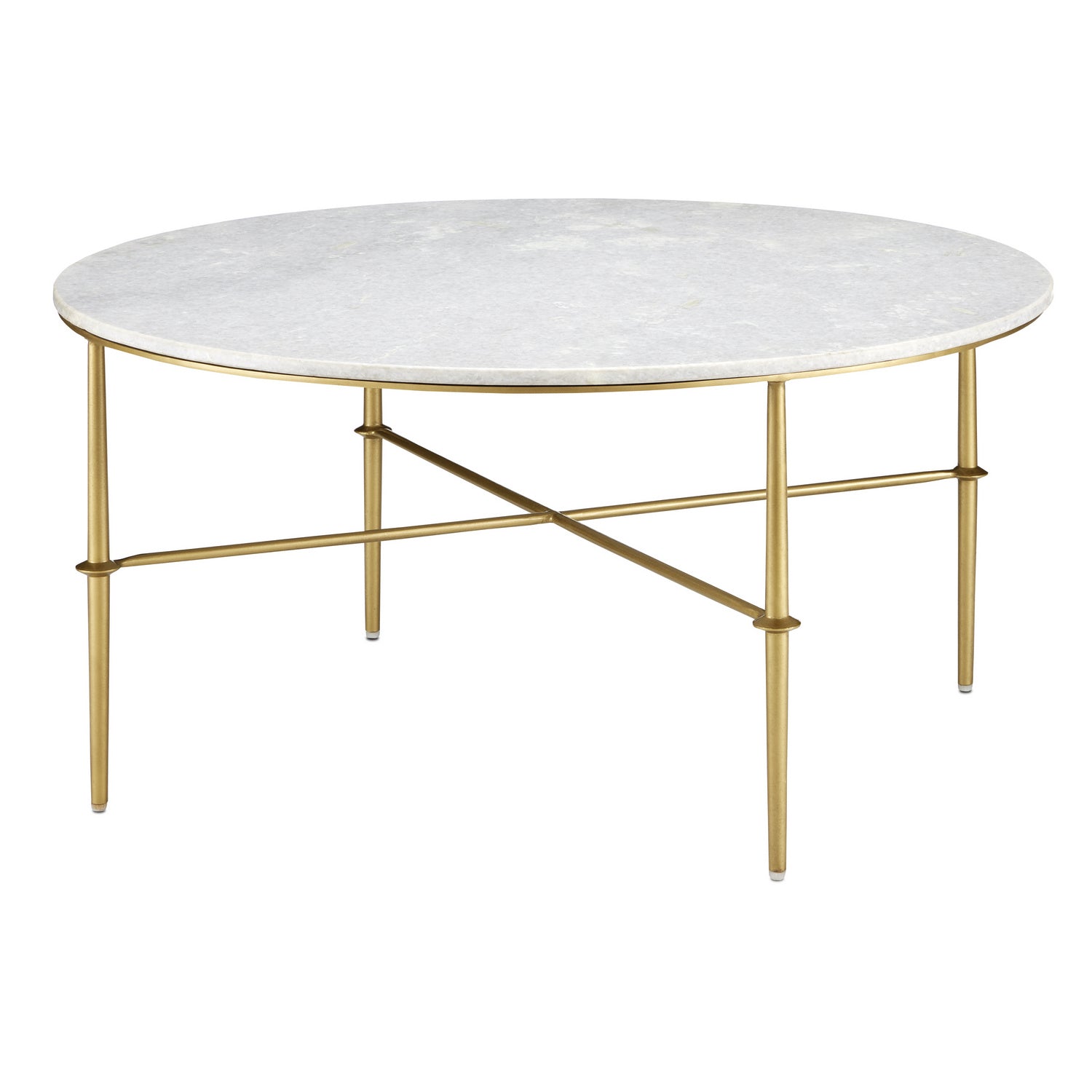 Cocktail Table from the Kira collection in White/Antique Brass finish