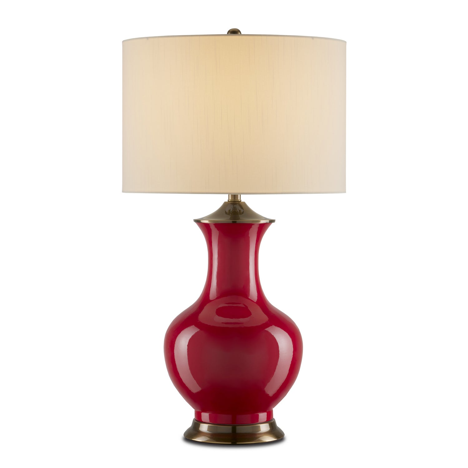 One Light Table Lamp from the Lilou collection in Red/Antique Brass finish