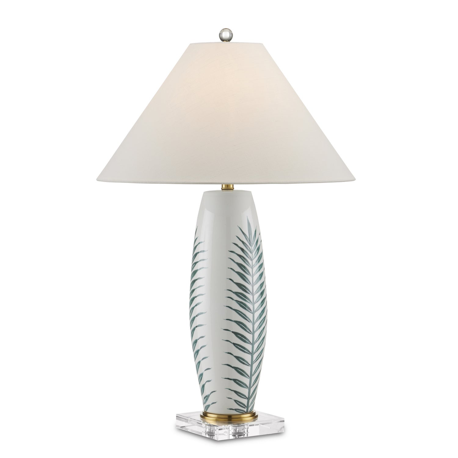 One Light Table Lamp from the Kenita collection in White/Green/Clear/Polished Brass finish