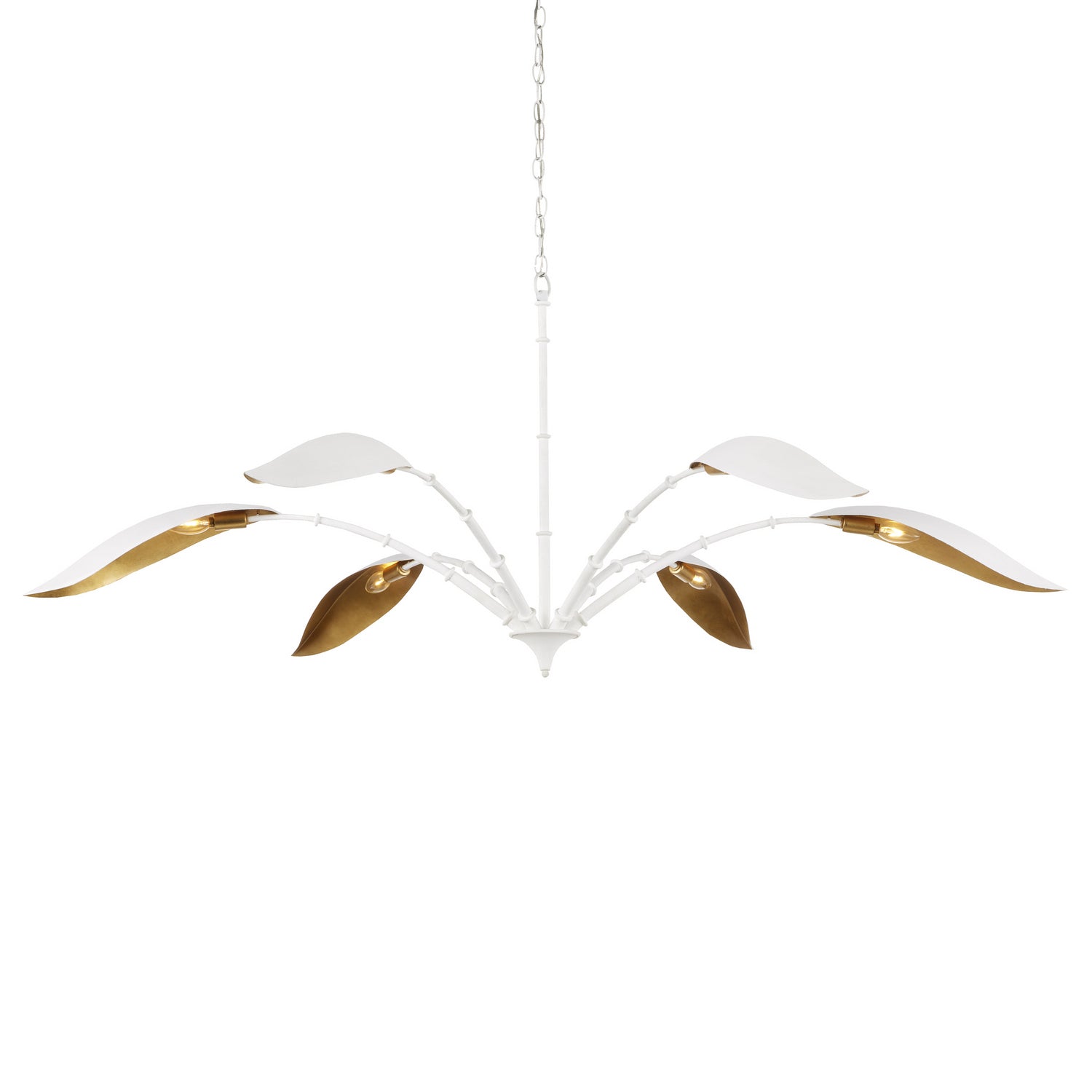 Six Light Chandelier from the Yuriko collection in Gesso White/Contemporary Gold Leaf finish