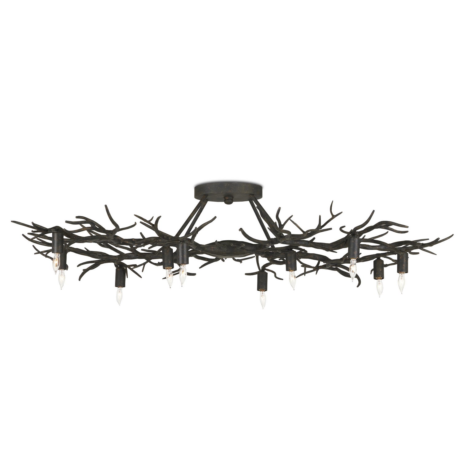 Ten Light Semi-Flush Mount from the Rainforest collection in Rustic Bronze finish