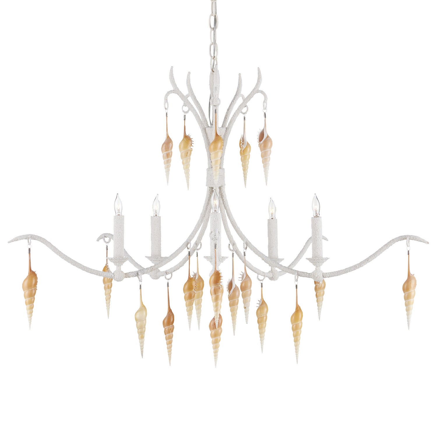 Five Light Chandelier from the Arcachon collection in Crushed Shell/Natural/Vanilla finish