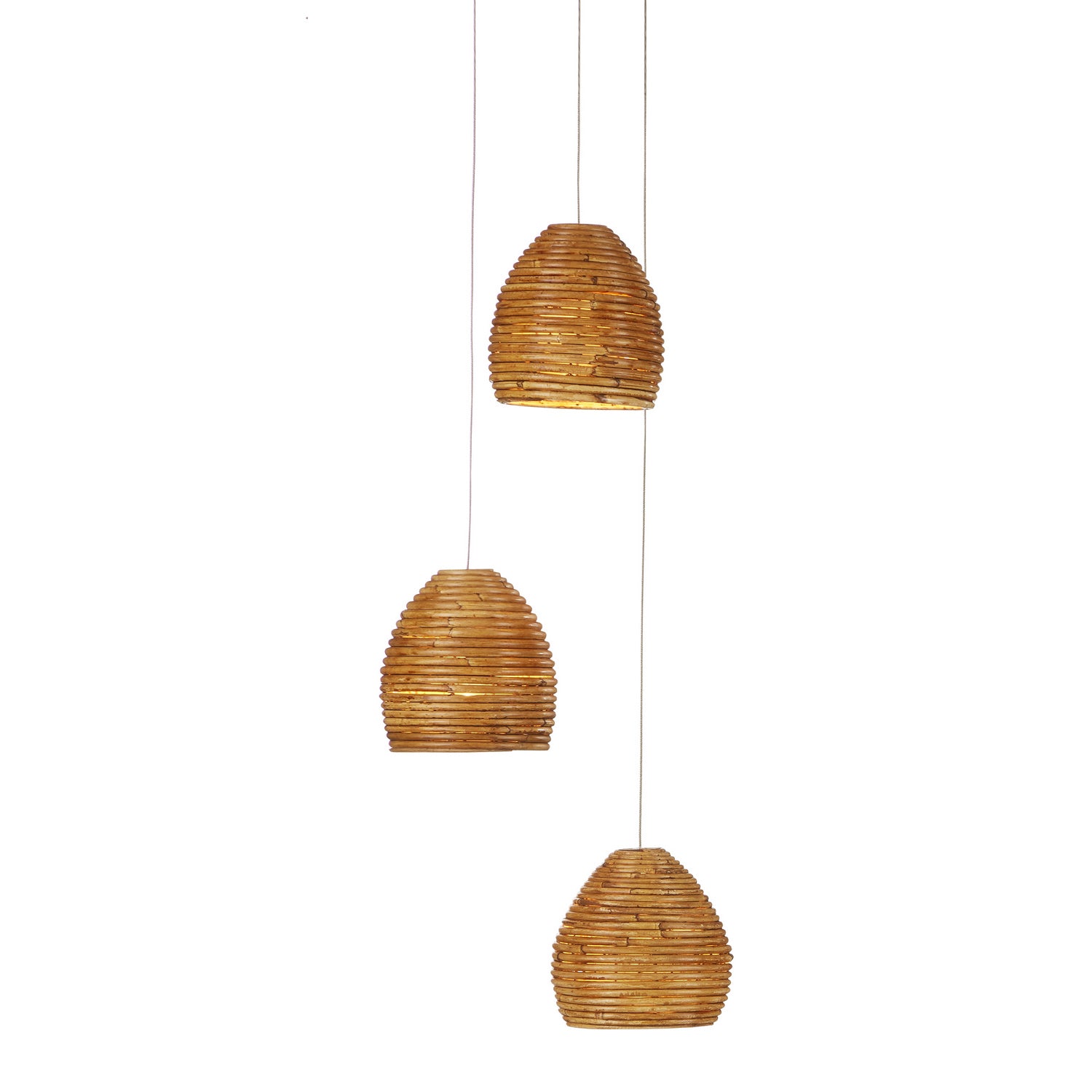 Three Light Pendant from the Beehive collection in Natural finish