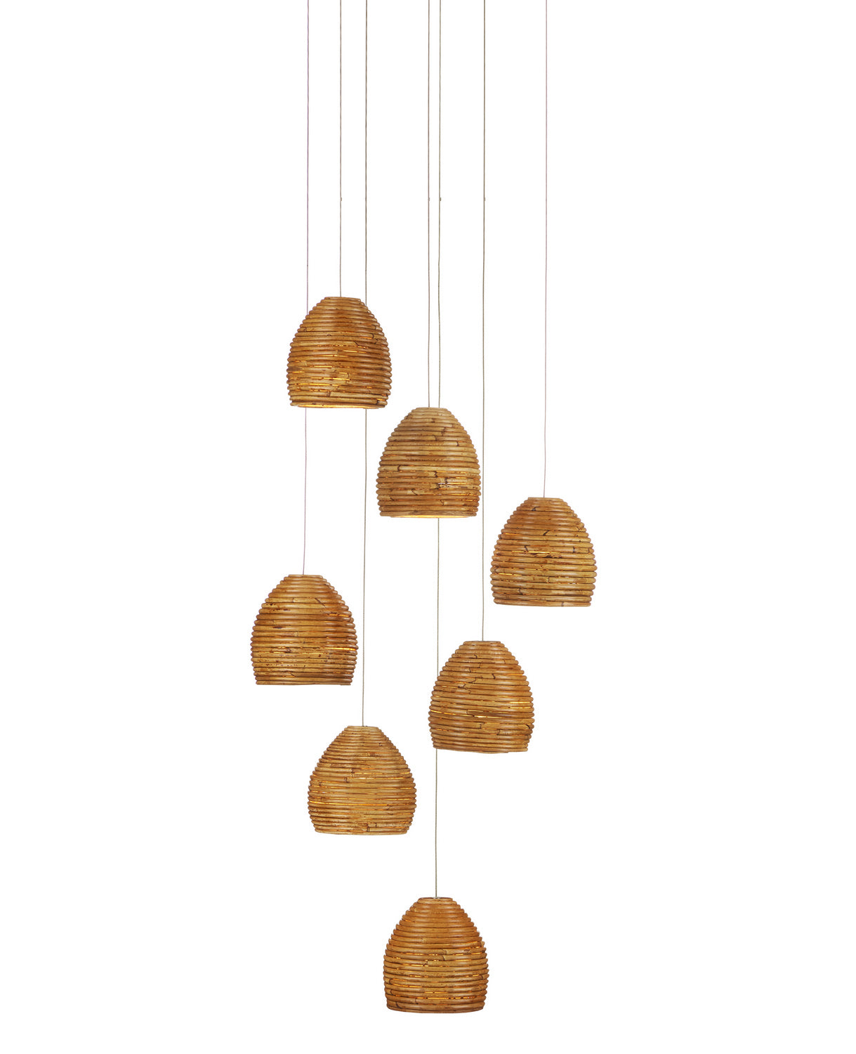 Seven Light Pendant from the Beehive collection in Natural finish