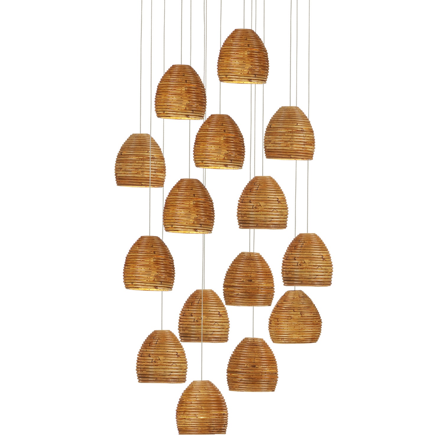 15 Light Pendant from the Beehive collection in Natural finish