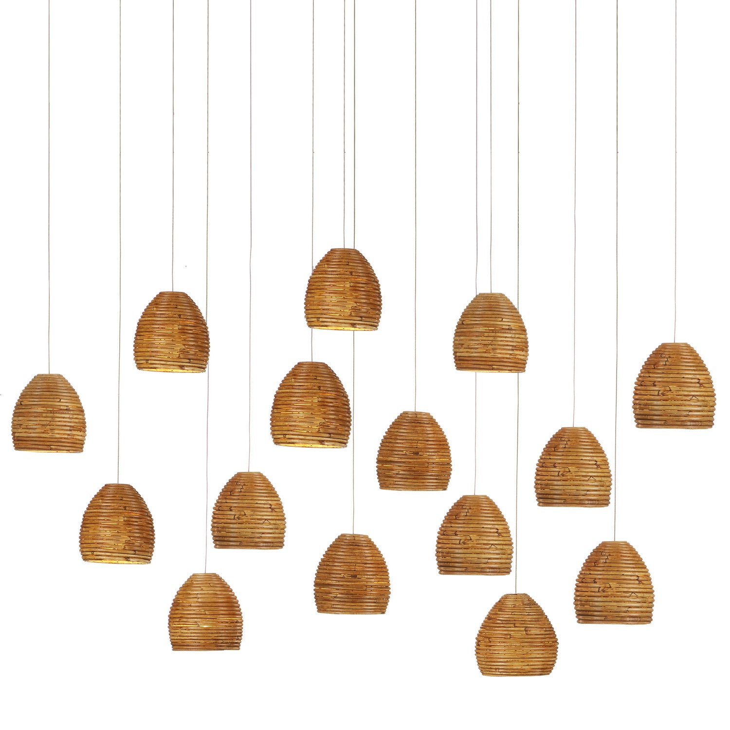 15 Light Pendant from the Beehive collection in Natural finish