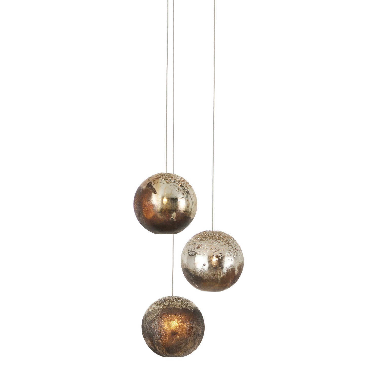 Three Light Pendant from the Pathos collection in Antique Silver/Antique Gold/Matte Charcoal finish