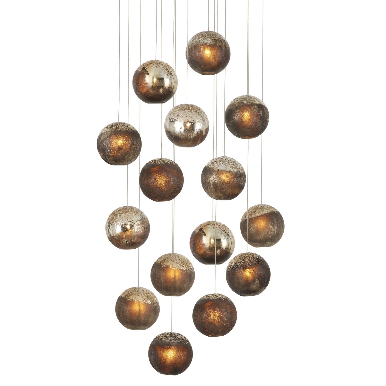 15 Light Pendant from the Pathos collection in Antique Silver/Antique Gold/Matte Charcoal finish