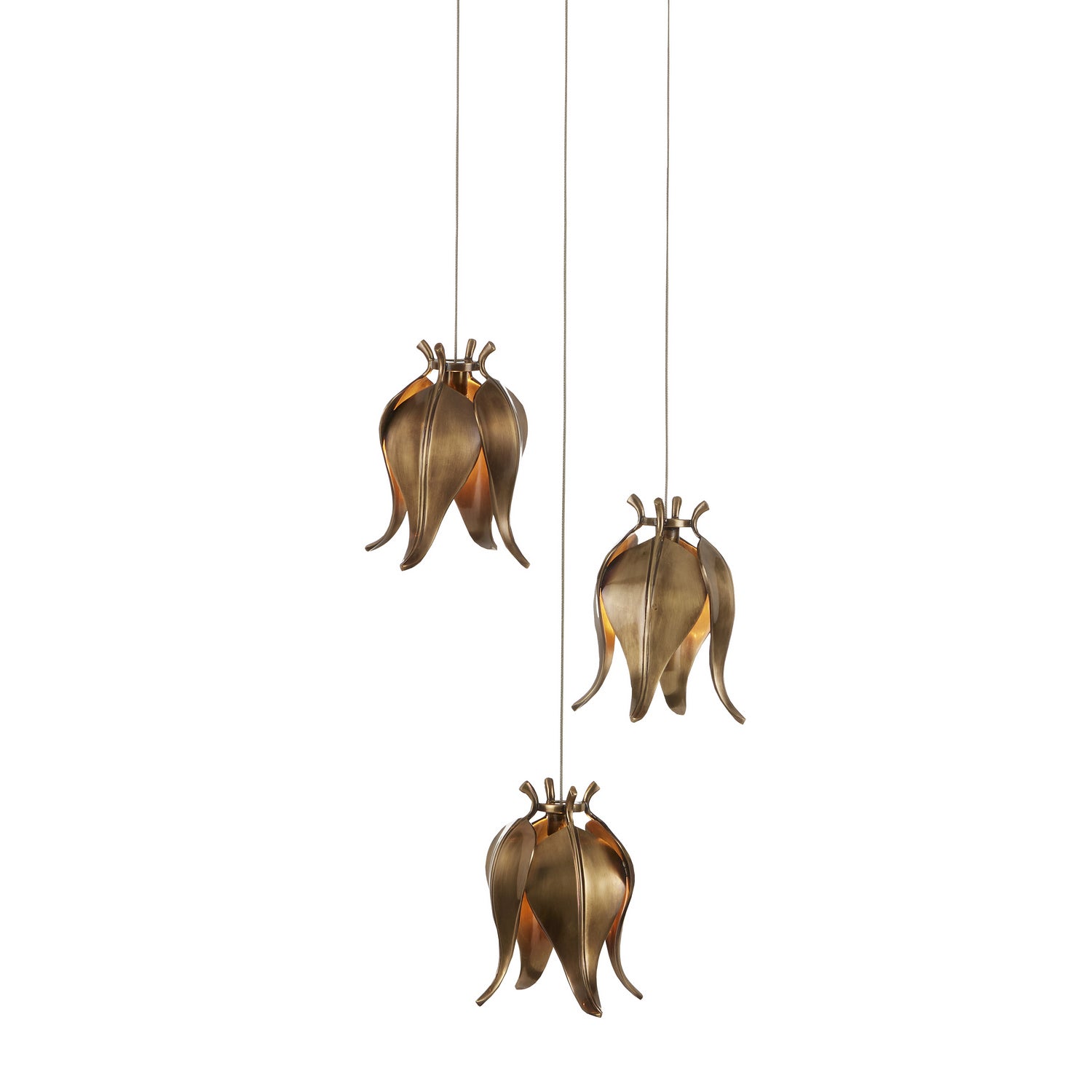 Three Light Pendant from the Iota collection in Antique Brass finish