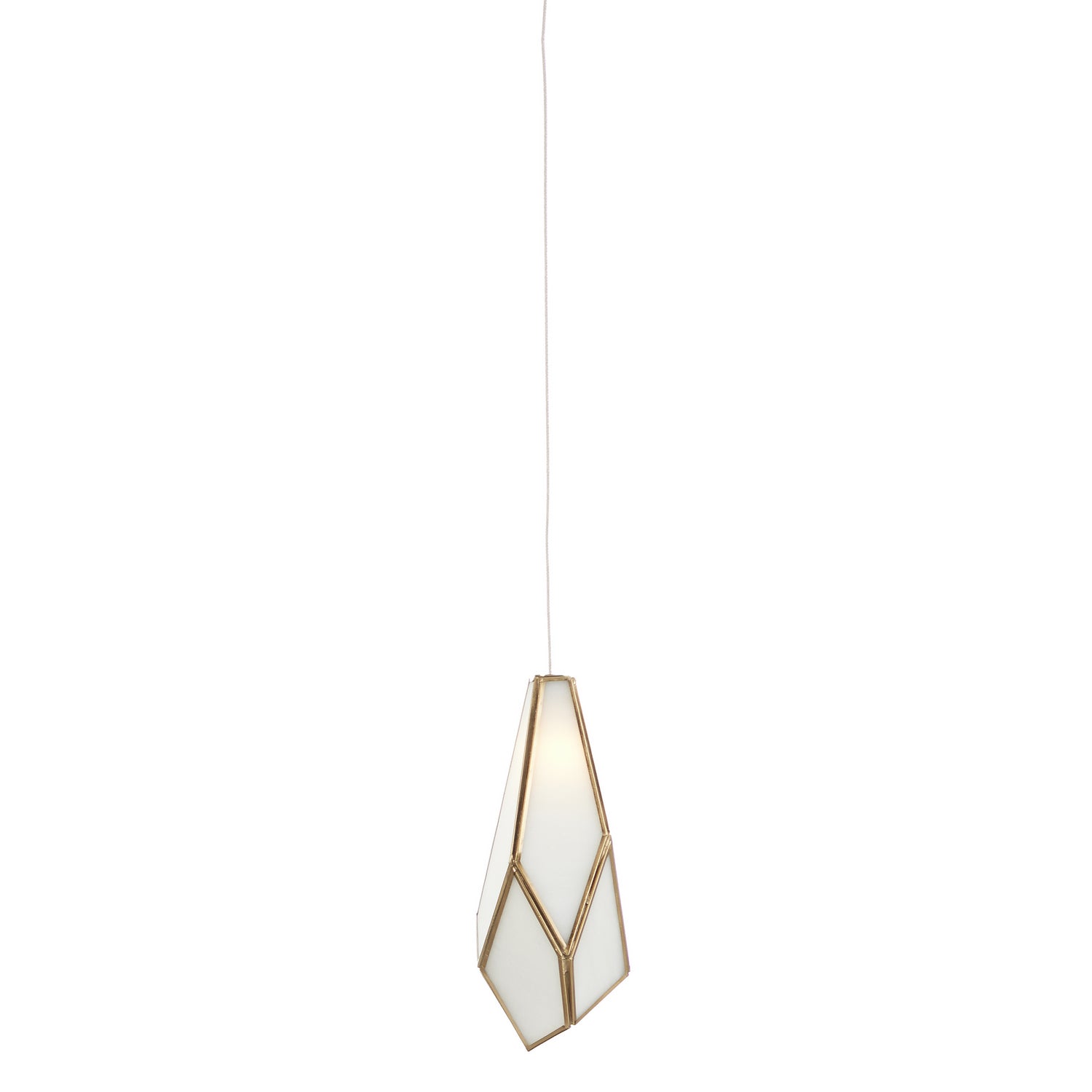 One Light Pendant from the Glace collection in White/Antique Brass finish