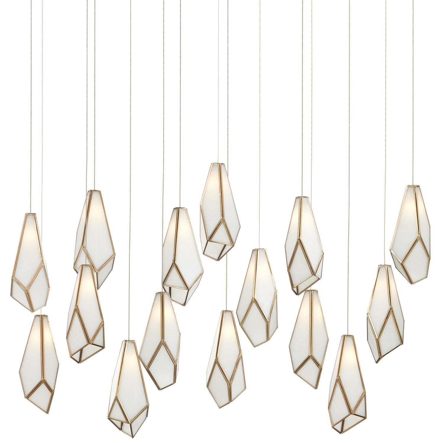 15 Light Pendant from the Glace collection in White/Antique Brass finish