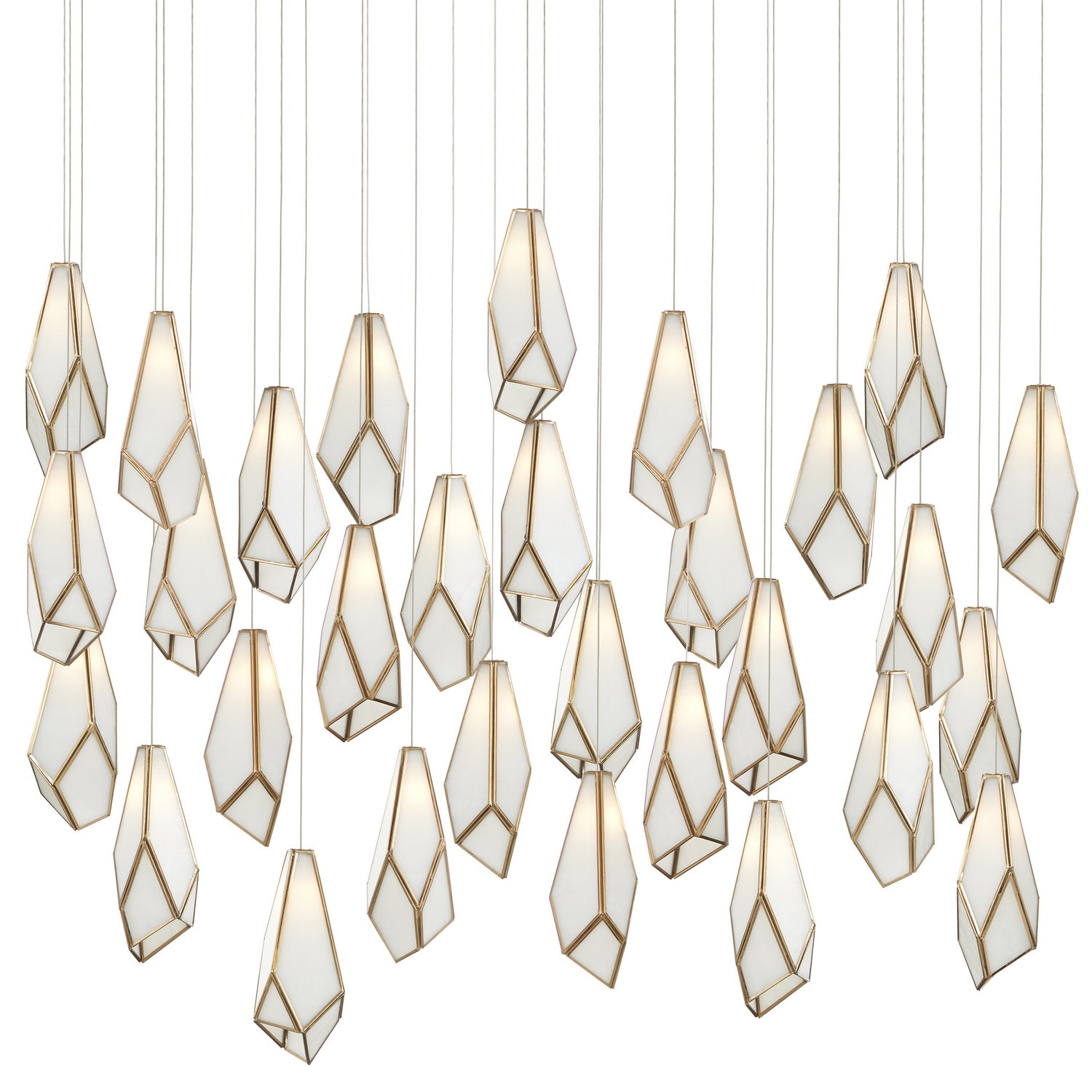 30 Light Pendant from the Glace collection in White/Antique Brass finish