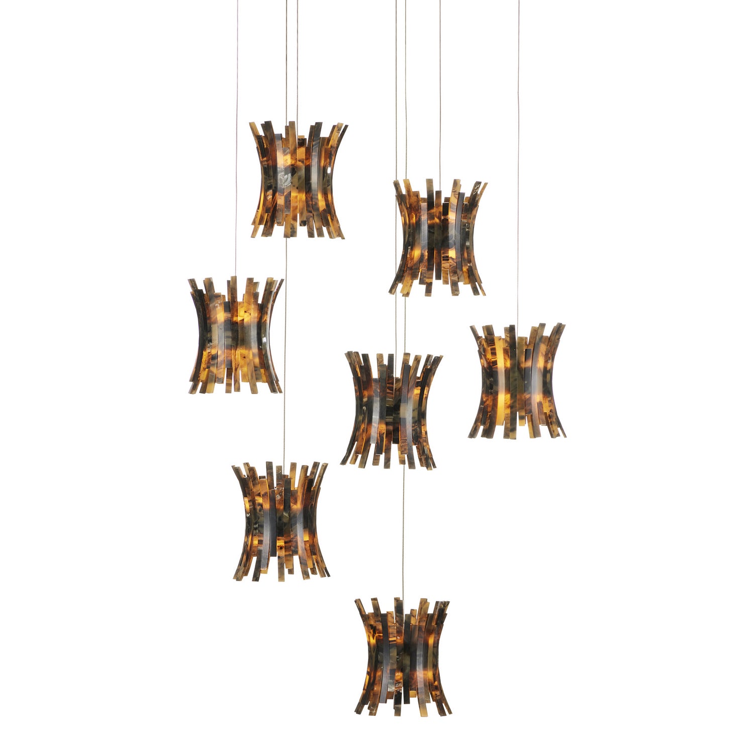 Seven Light Pendant from the Alsop collection in Brown/Black/Natural finish