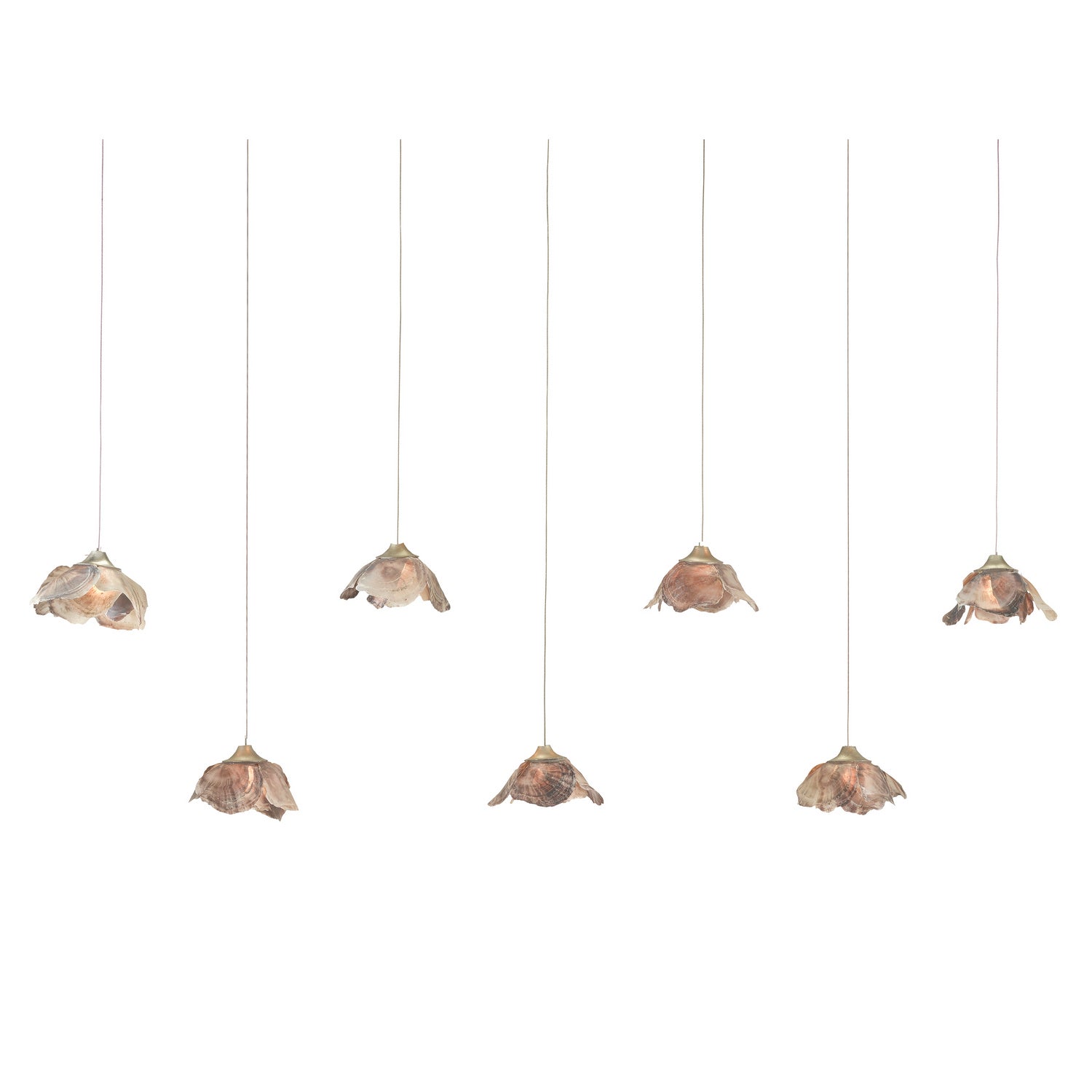 Seven Light Pendant from the Catrice collection in Natural Shell/Contemporary Silver Leaf finish